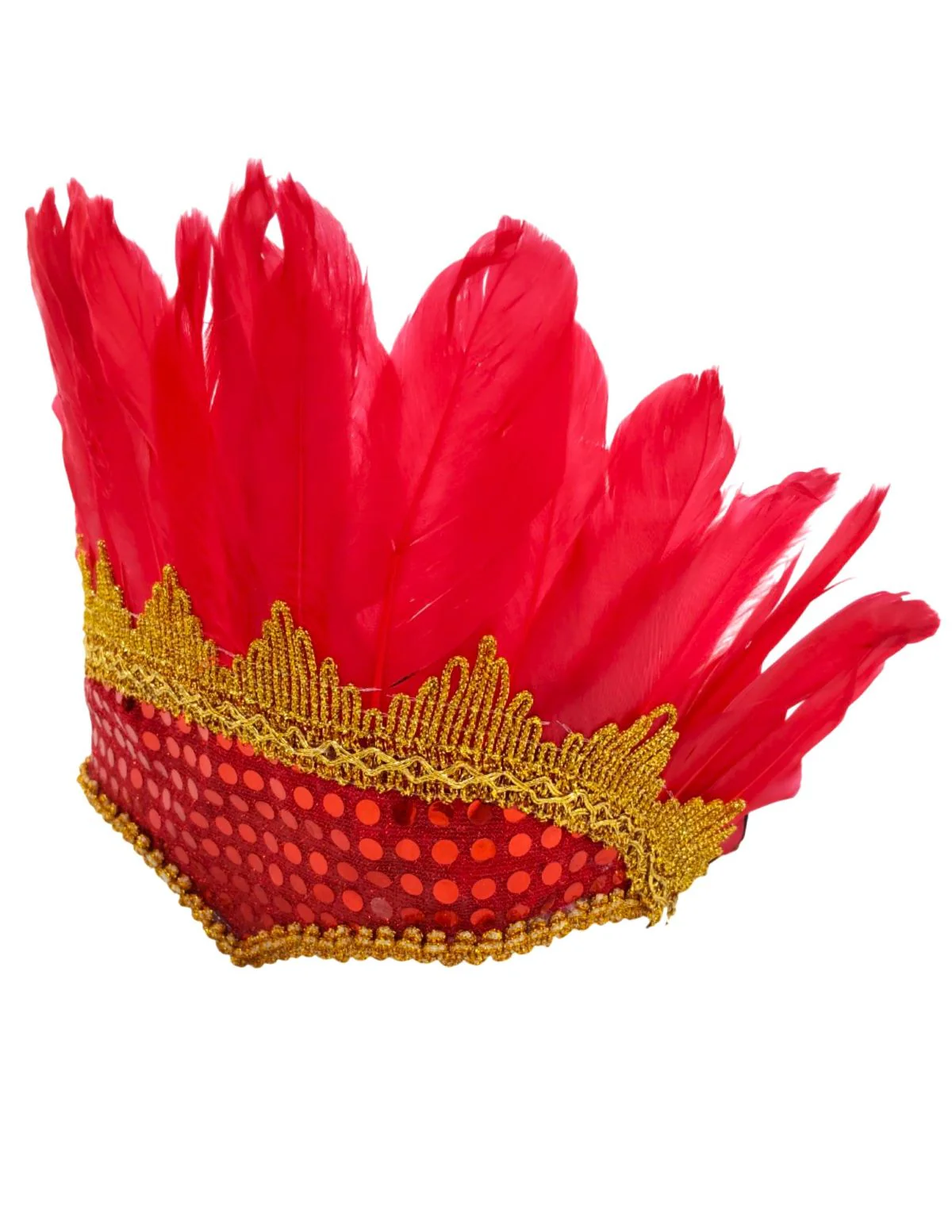 Carnival Feather Headpiece – Red Feather and Sequin Crown, Costume Accessory for Kids and Adults, Party, Festival, Dance Accessory - Image 5