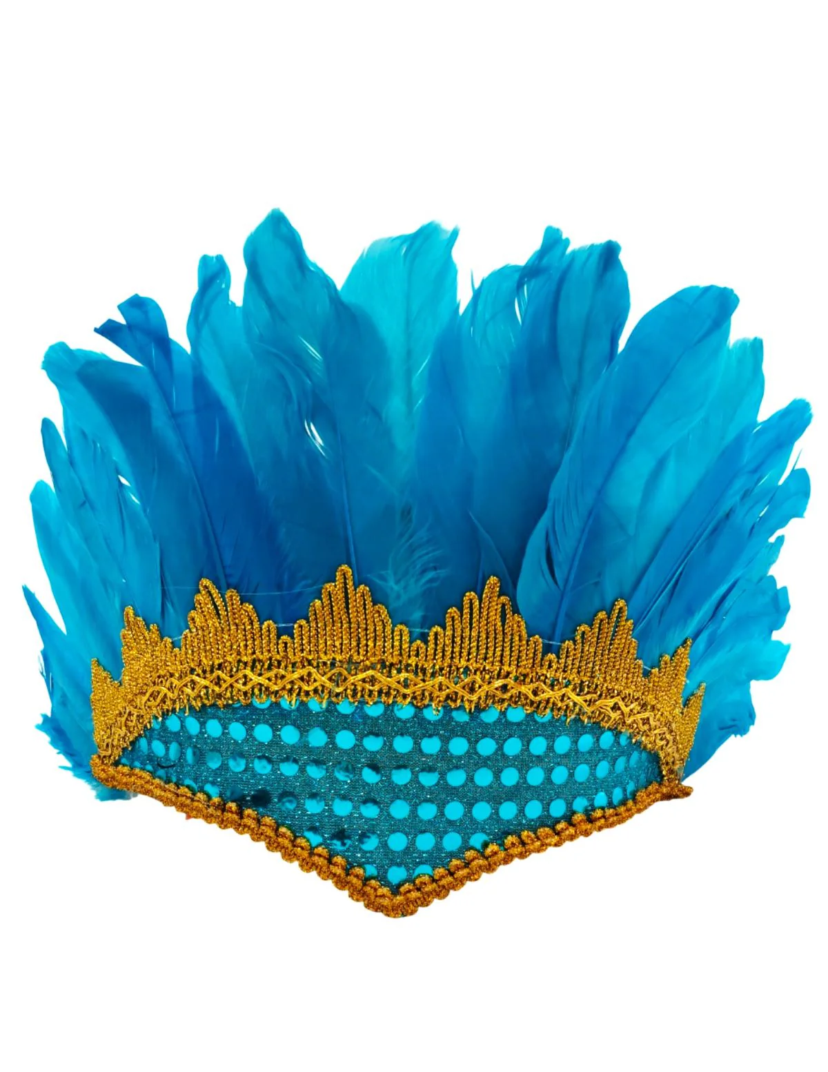Carnival Feather Headpiece – Turquoise Feather and Sequin Crown, Costume Accessory for Kids and Adults, Party, Festival, Dance Accessory
