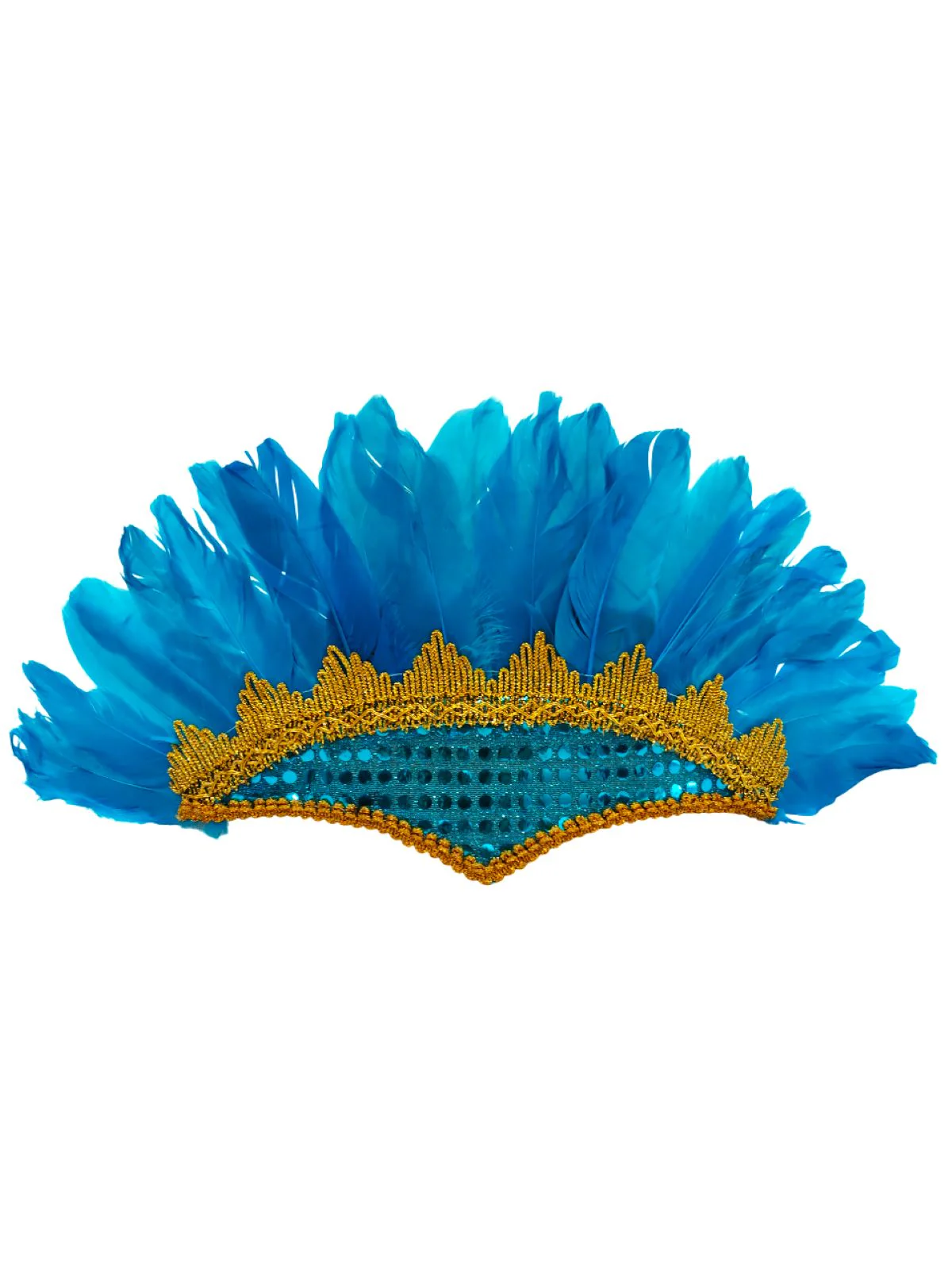 Carnival Feather Headpiece – Turquoise Feather and Sequin Crown, Costume Accessory for Kids and Adults, Party, Festival, Dance Accessory - Image 2