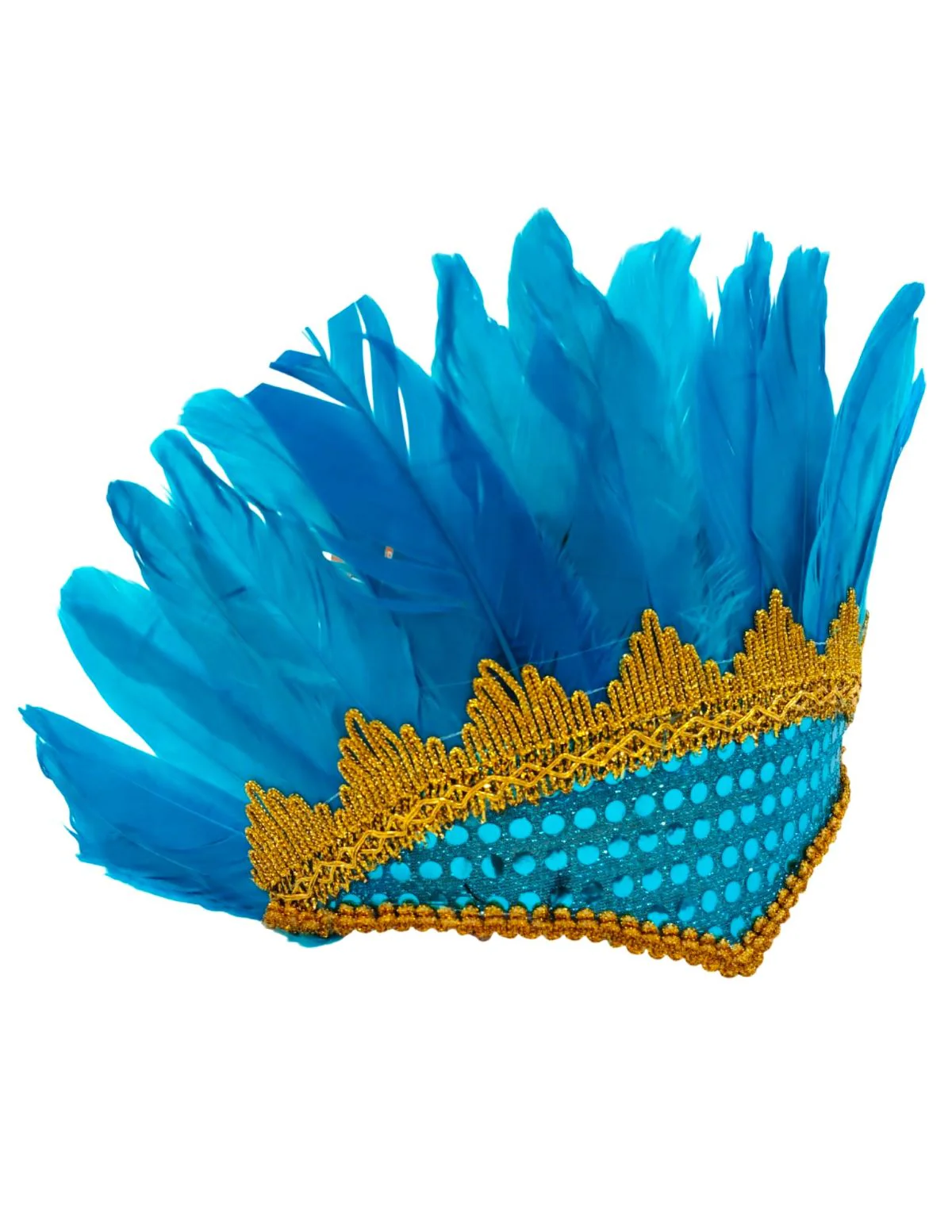 Carnival Feather Headpiece – Turquoise Feather and Sequin Crown, Costume Accessory for Kids and Adults, Party, Festival, Dance Accessory - Image 3