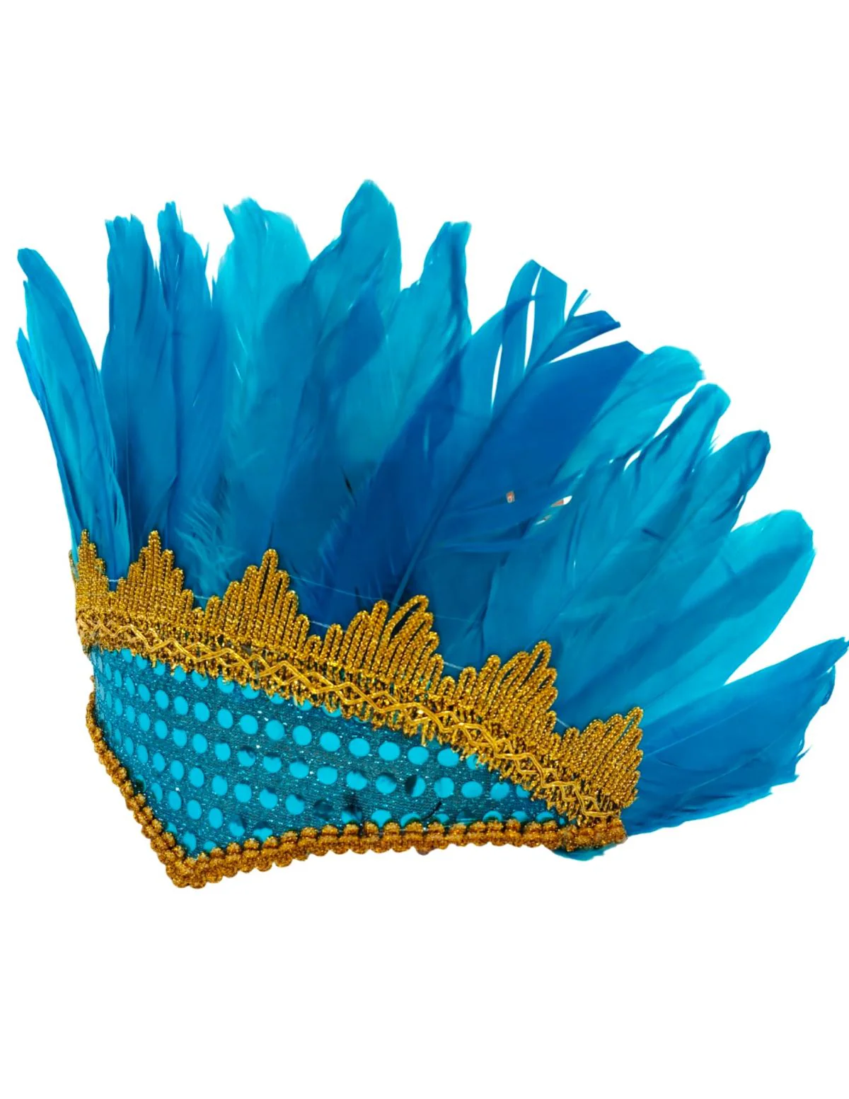 Carnival Feather Headpiece – Turquoise Feather and Sequin Crown, Costume Accessory for Kids and Adults, Party, Festival, Dance Accessory - Image 5