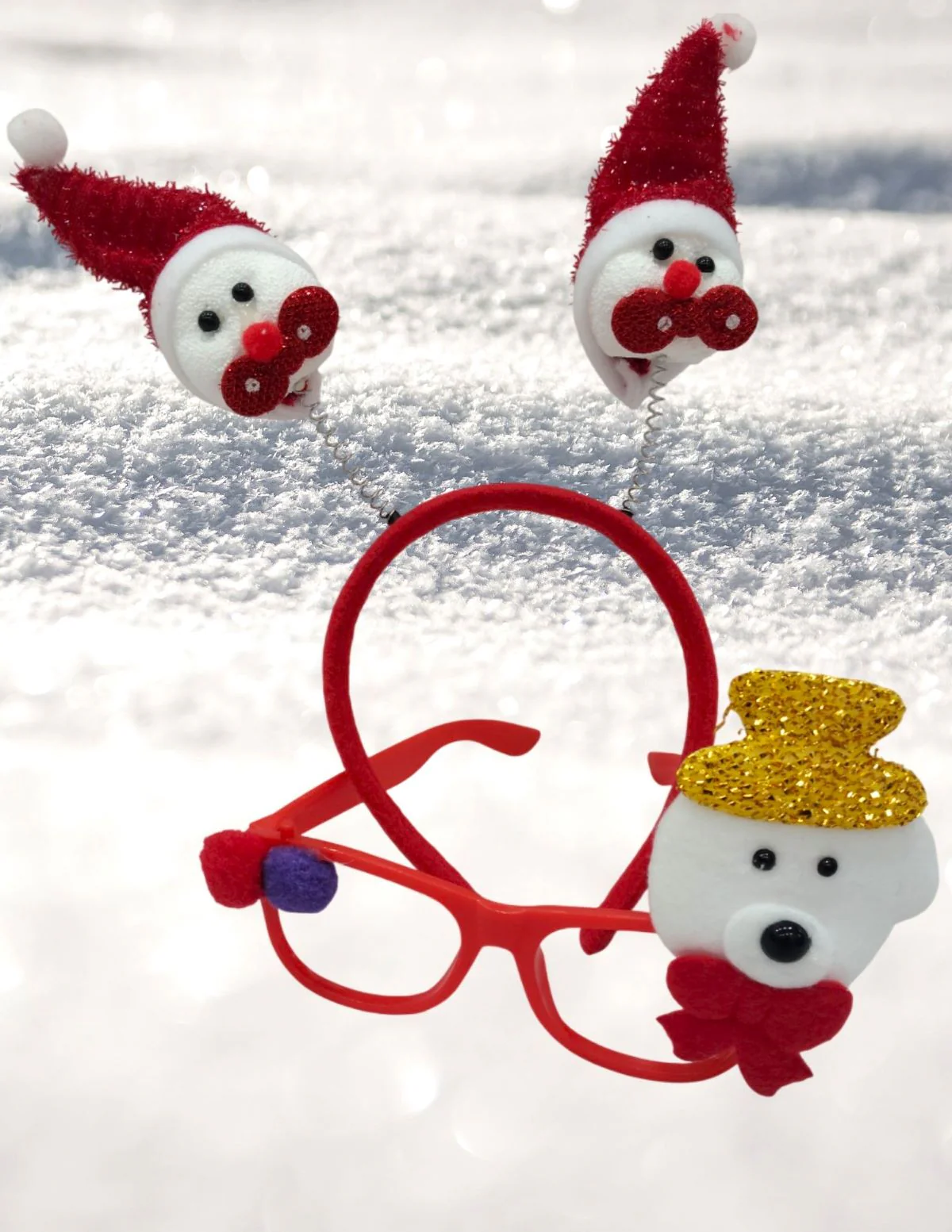 Christmas Accessory Combo for Girls- Christmas Snowman Santa Eye Glasses and Christmas Bouncing Snowman Headband for Girls - Image 5