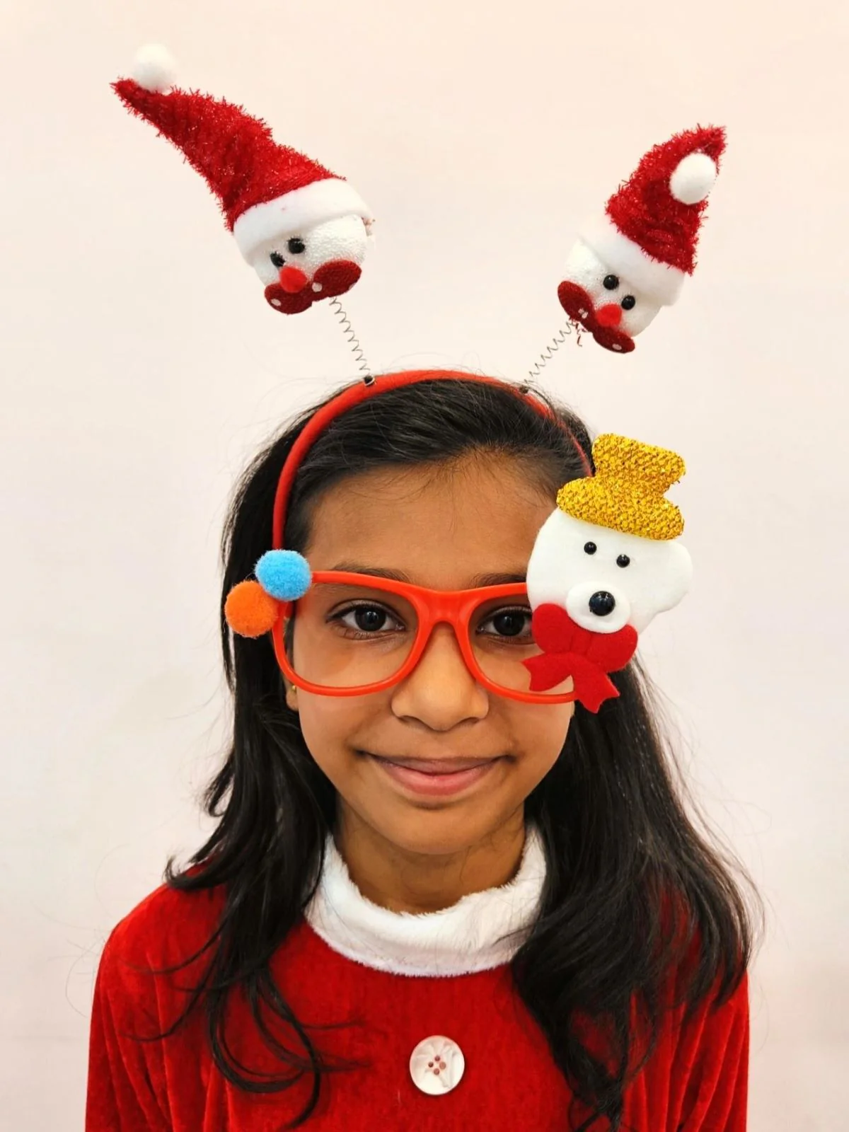 Christmas Accessory Combo for Girls- Christmas Snowman Santa Eye Glasses and Christmas Bouncing Snowman Headband for Girls - Image 8