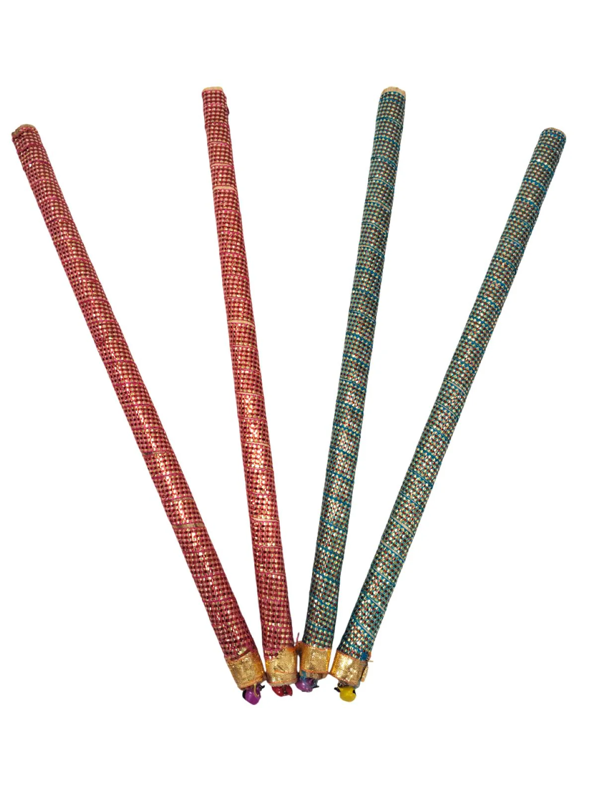 Decorative Wooden Dandiya Sticks Pack of 2 (4 Sticks) | Pink & Green with Golden Work | Traditional Garba Dance Sticks for Navratri & Dandiya Raas | Fancy Dress Accessory for Kids & Adults - Image 10