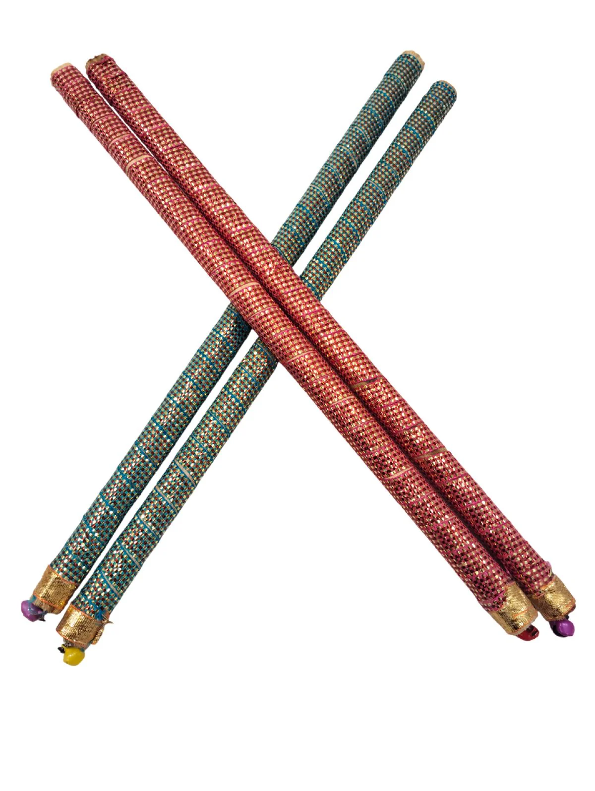 Decorative Wooden Dandiya Sticks Pack of 2 (4 Sticks) | Pink & Green with Golden Work | Traditional Garba Dance Sticks for Navratri & Dandiya Raas | Fancy Dress Accessory for Kids & Adults - Image 13