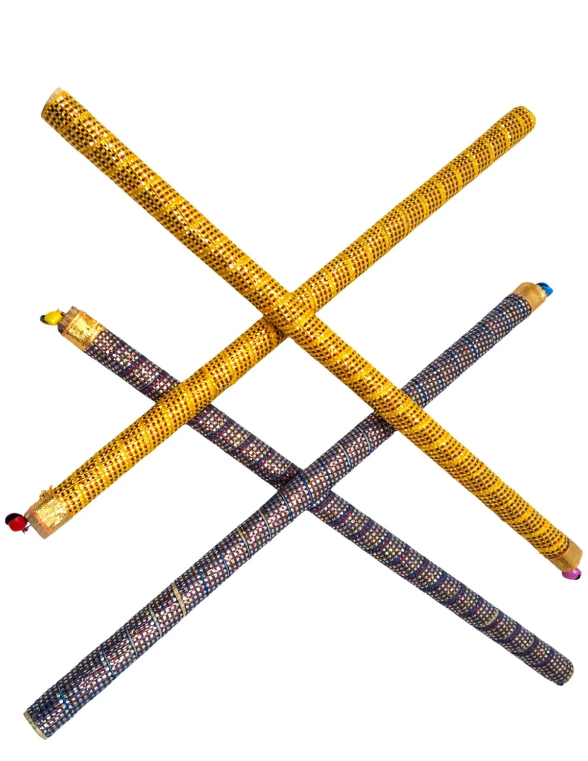 Decorative Wooden Dandiya Sticks Pack of 2 (4 Sticks) | Pink & Green with Golden Work | Traditional Garba Dance Sticks for Navratri & Dandiya Raas | Fancy Dress Accessory for Kids & Adults - Image 2