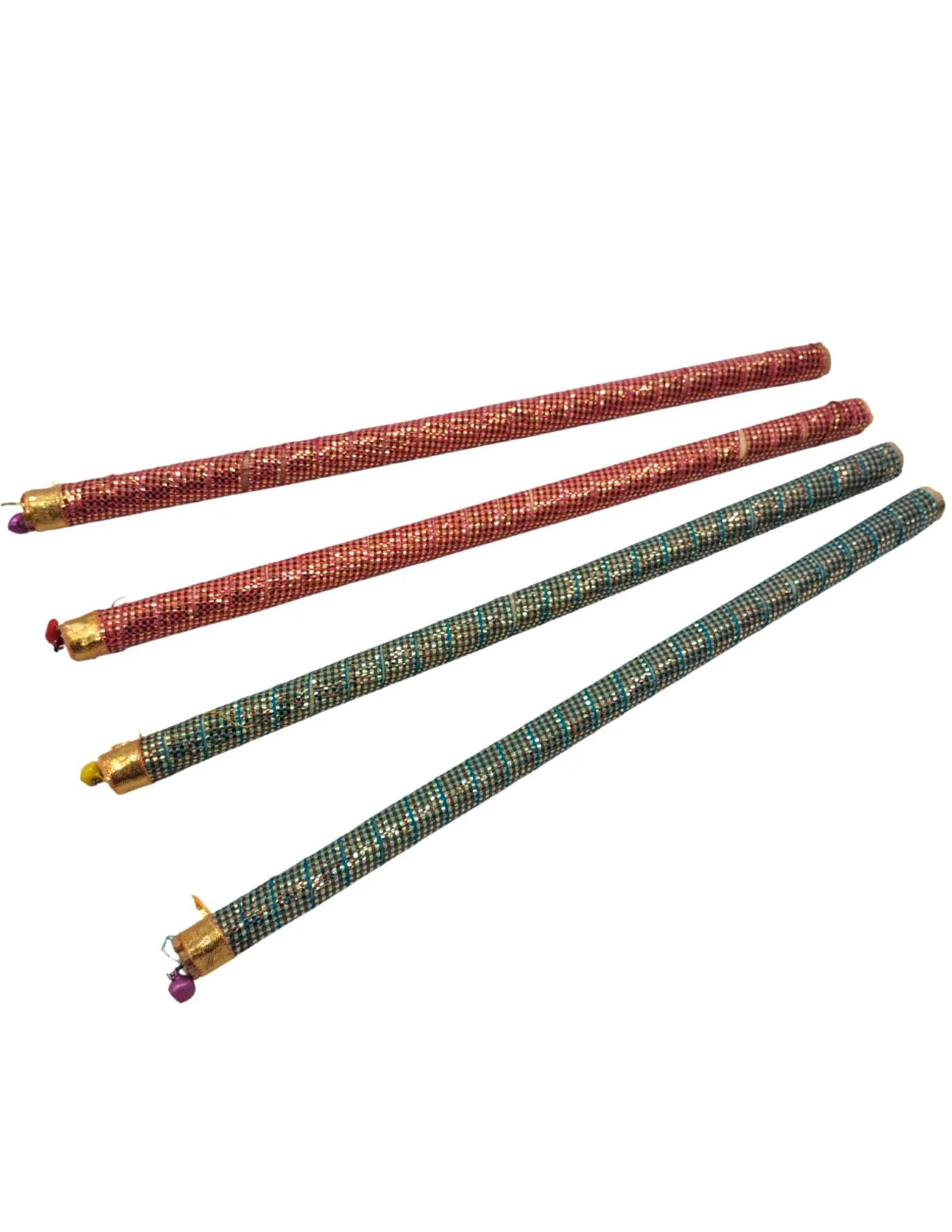 Decorative Wooden Dandiya Sticks Pack of 2 (4 Sticks) | Pink & Green with Golden Work | Traditional Garba Dance Sticks for Navratri & Dandiya Raas | Fancy Dress Accessory for Kids & Adults - Image 8