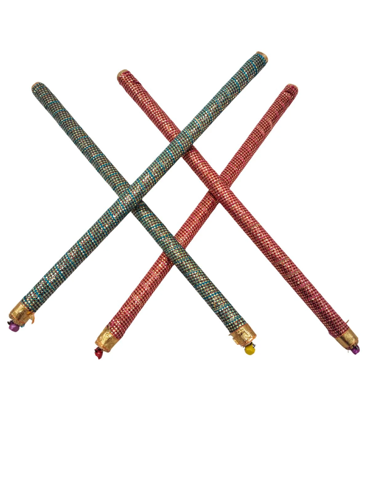 Decorative Wooden Dandiya Sticks Pack of 2 (4 Sticks) | Pink & Green with Golden Work | Traditional Garba Dance Sticks for Navratri & Dandiya Raas | Fancy Dress Accessory for Kids & Adults - Image 9