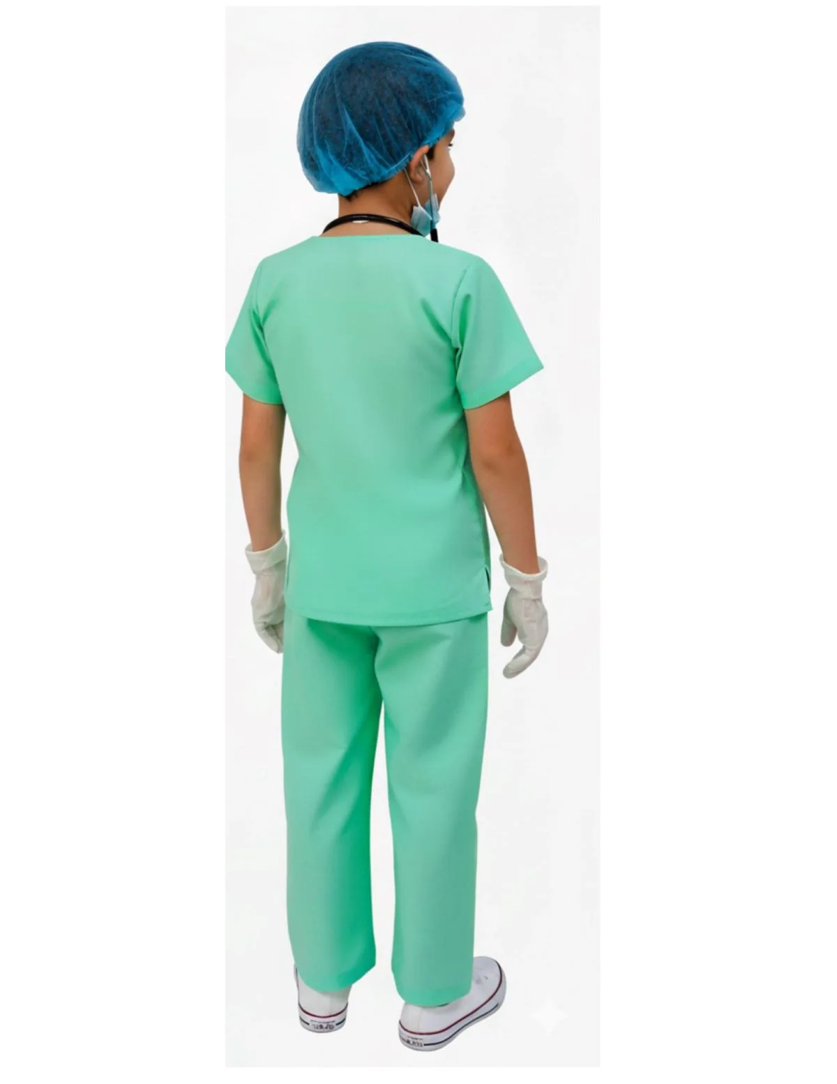 Doctor Surgeon Professional Costume with Stethoscope – Complete Medical Uniform Set with Surgical Mask, Cap, Syringe & Gloves for Kids | Perfect for Role Play & Fancy Dress - Image 3