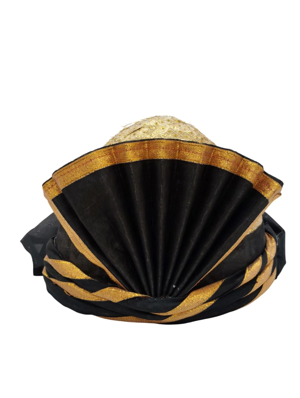 Elegant Pathani Turban with Gold and Black Accents – Traditional Fancy Dress Costume Accessory for Kids & Adults - Image 4