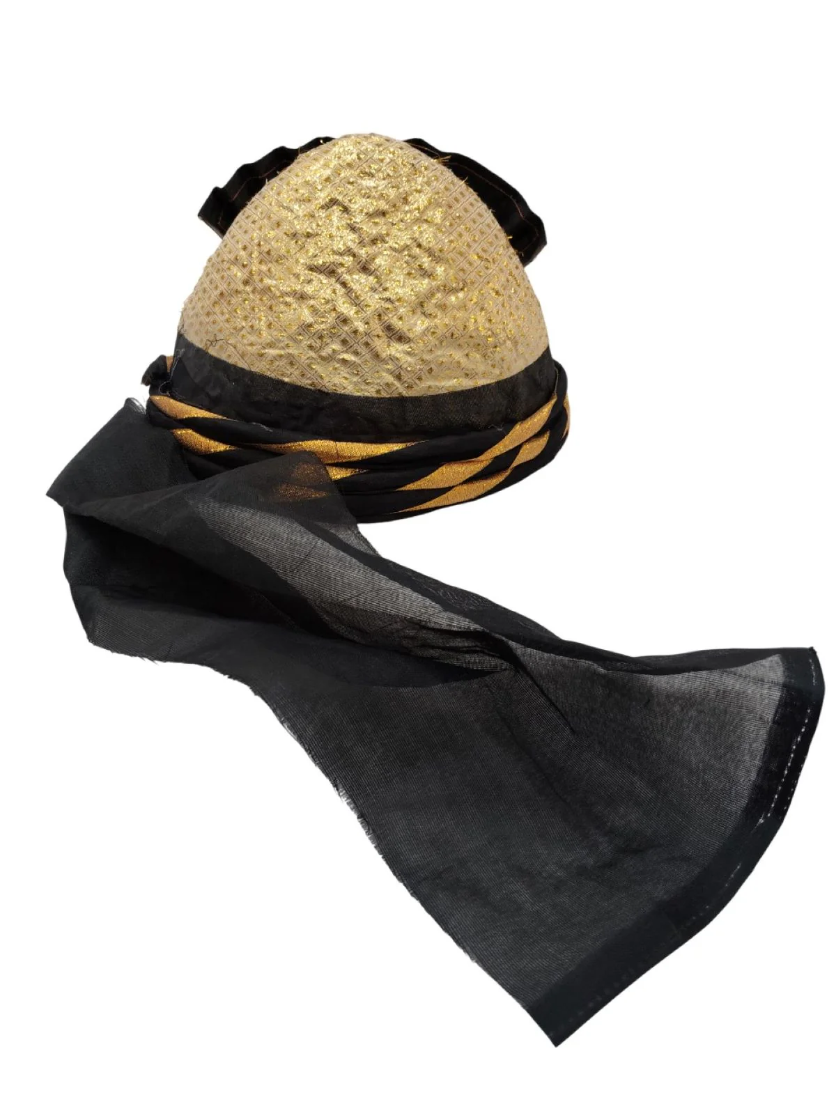 Elegant Pathani Turban with Gold and Black Accents – Traditional Fancy Dress Costume Accessory for Kids & Adults - Image 7