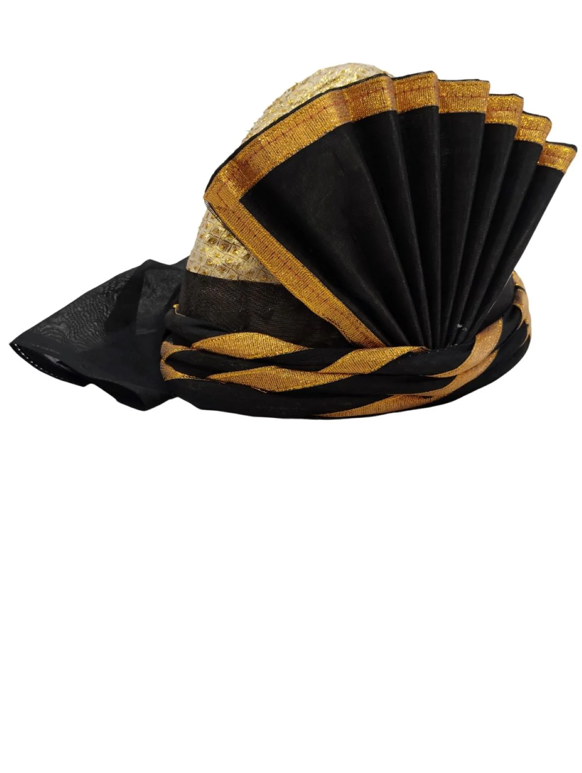 Elegant Pathani Turban with Gold and Black Accents – Traditional Fancy Dress Costume Accessory for Kids & Adults - Image 8