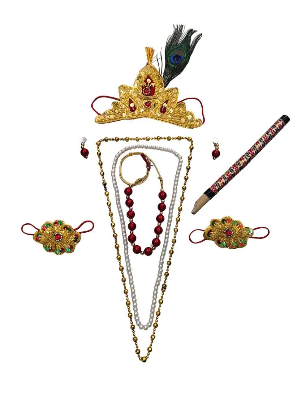 Traditional Krishna Jewellery for Kids/Janmashtami Accessory Jewellery for Kids/Infant Bal Gopal/Kanha Bal Krishna Mukut Jewelry Set 0-8 Years