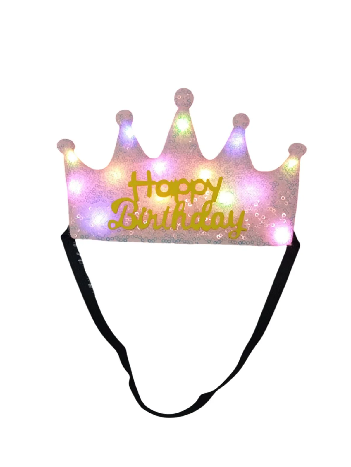 Assorted Glowing LED Happy Birthday Headband Crown Accessories for Girls – 3 Modes Changing Lights, Sparkly Birthday Crown with Adjustable Size for Party and Celebration - Image 2