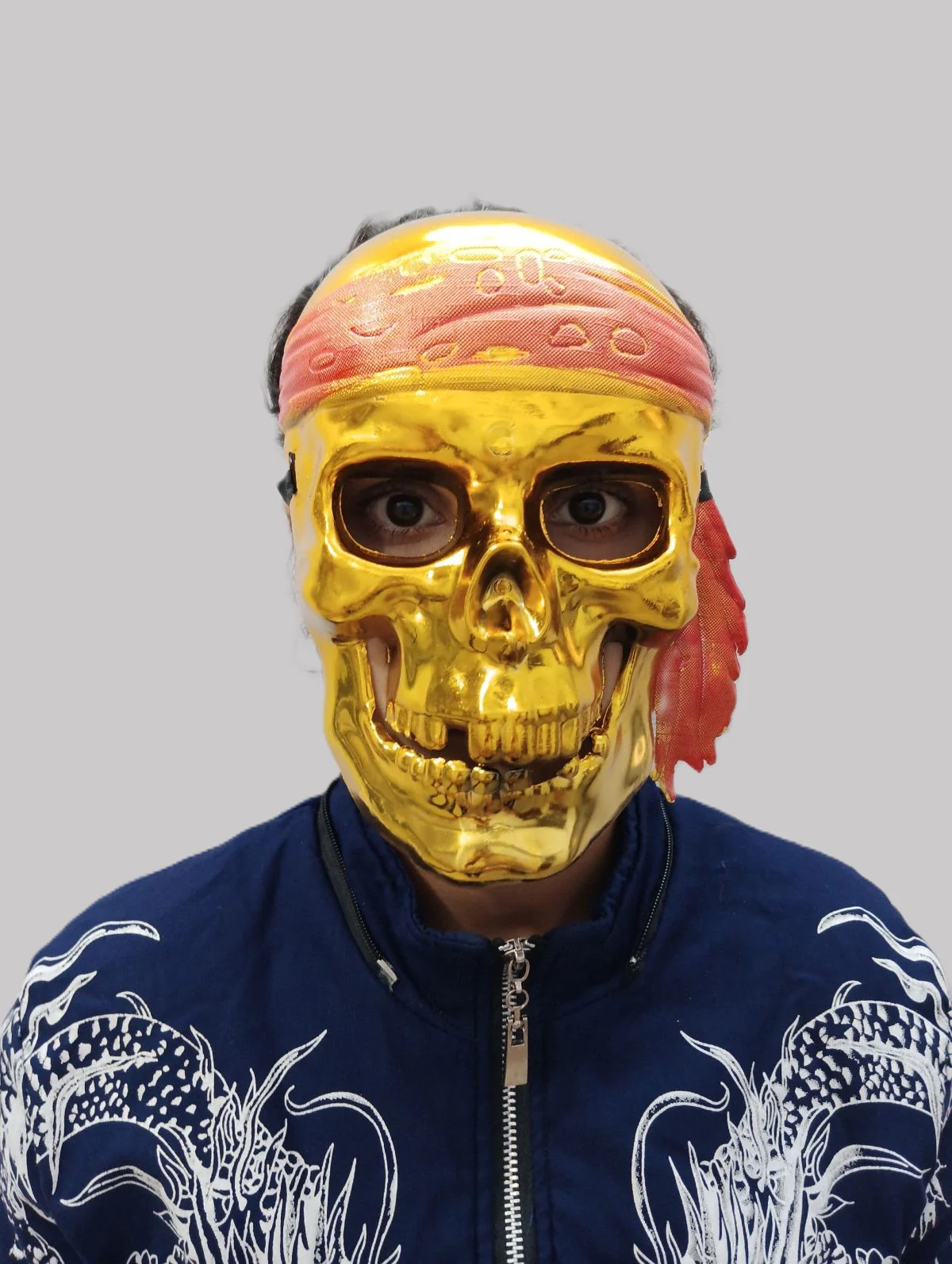 Gold Skeleton Horror Skull Pirate Mask Fancy Dress Accessories for Halloween Boys & Adults