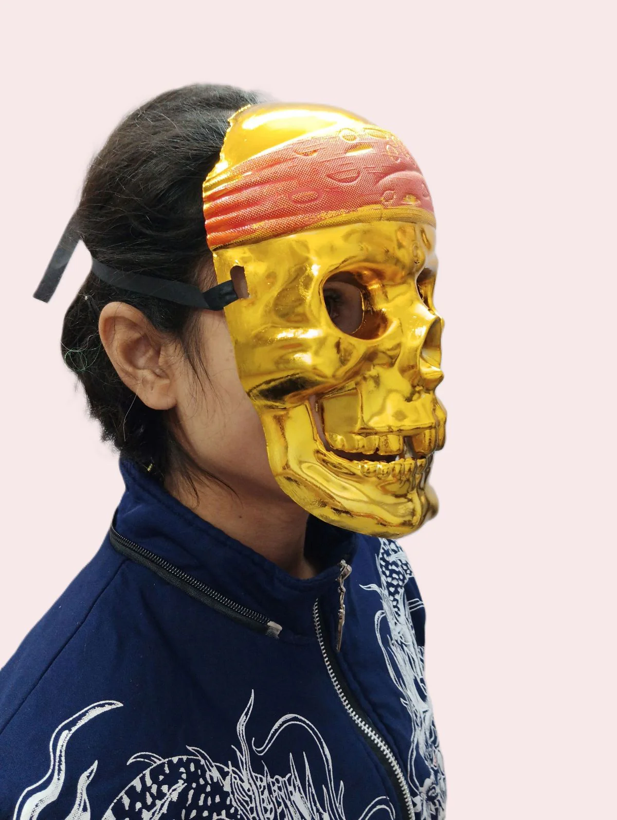 Gold Skeleton Horror Skull Pirate Mask Fancy Dress Accessories for Halloween Boys & Adults - Image 2