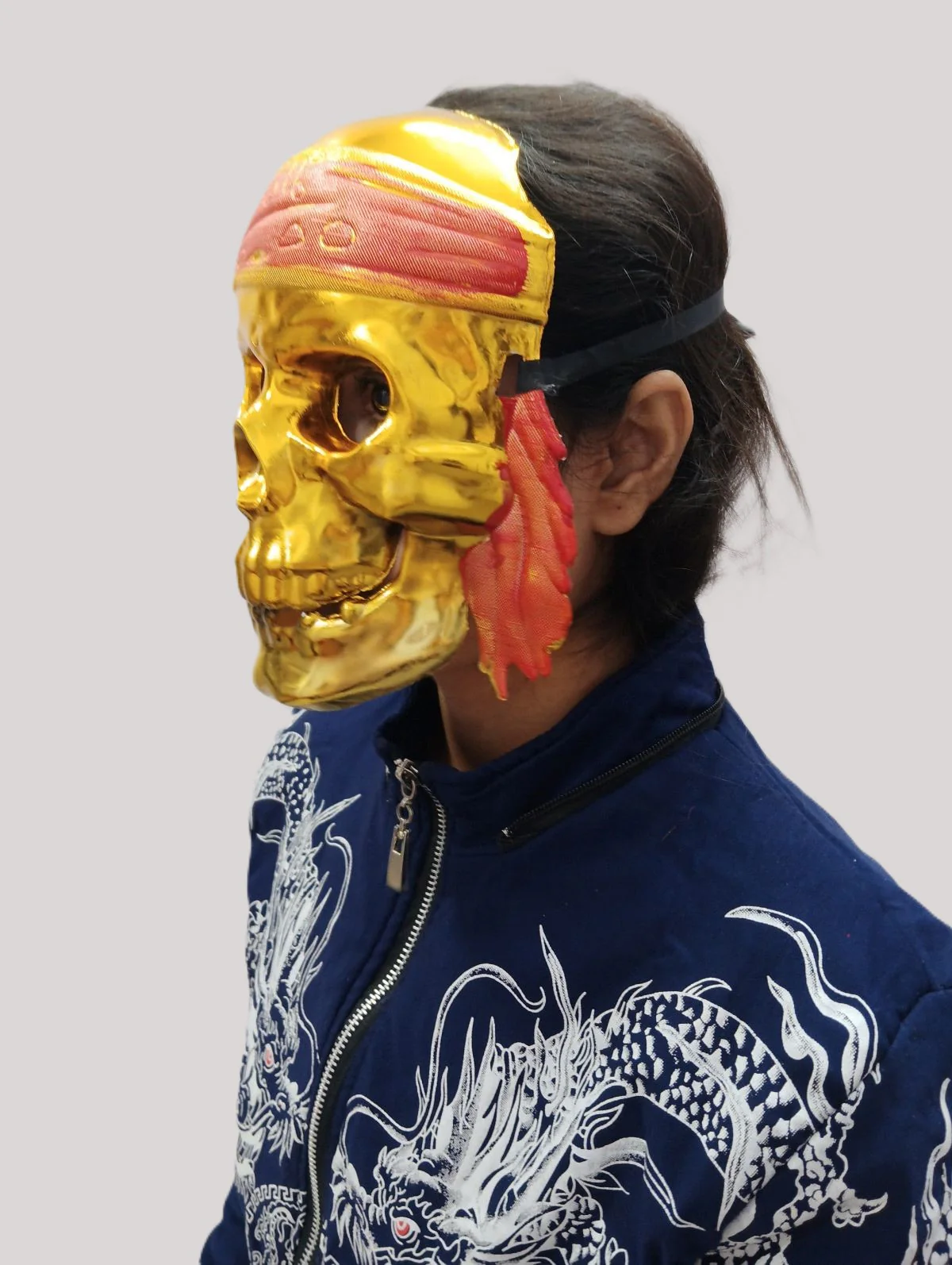 Gold Skeleton Horror Skull Pirate Mask Fancy Dress Accessories for Halloween Boys & Adults - Image 3