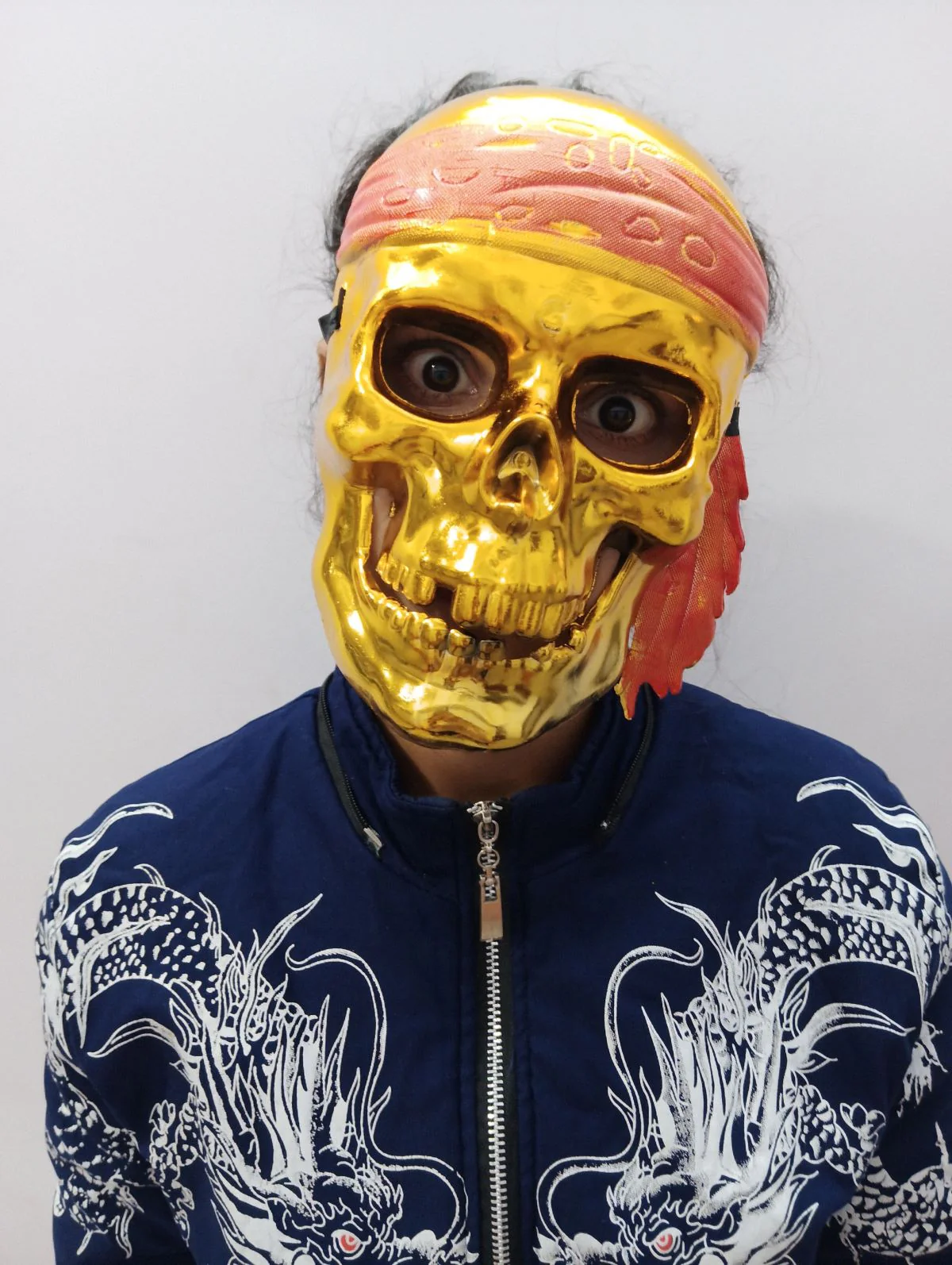 Gold Skeleton Horror Skull Pirate Mask Fancy Dress Accessories for Halloween Boys & Adults - Image 4