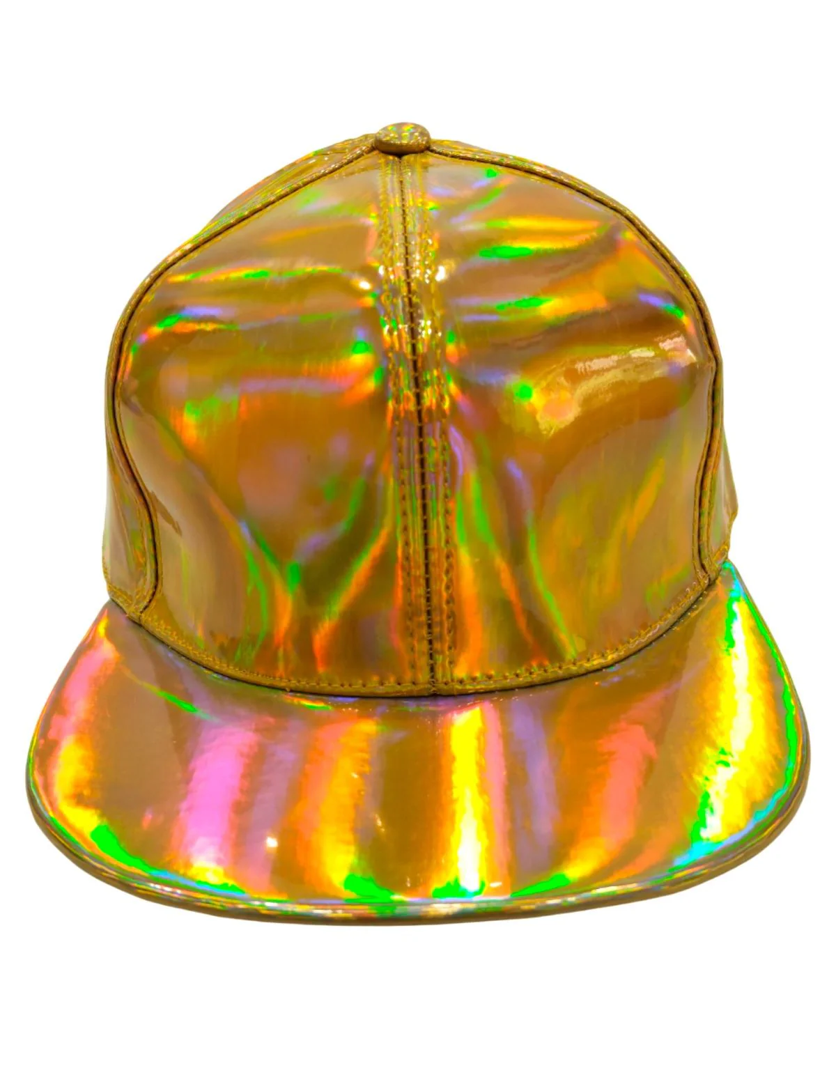 Golden Reflective Street Dance Cap – Adjustable Holographic Snapback Hat for Performers, Party & Hip-Hop Style Fancy Dress Accessory for Girls & Boys