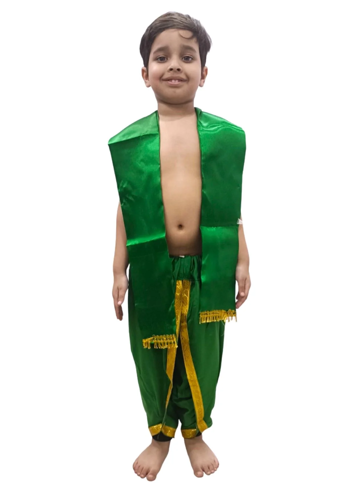 Green Dhoti with Patka Indian Folk Cultural Role Play Dress | Indian Traditional Costume for Boys