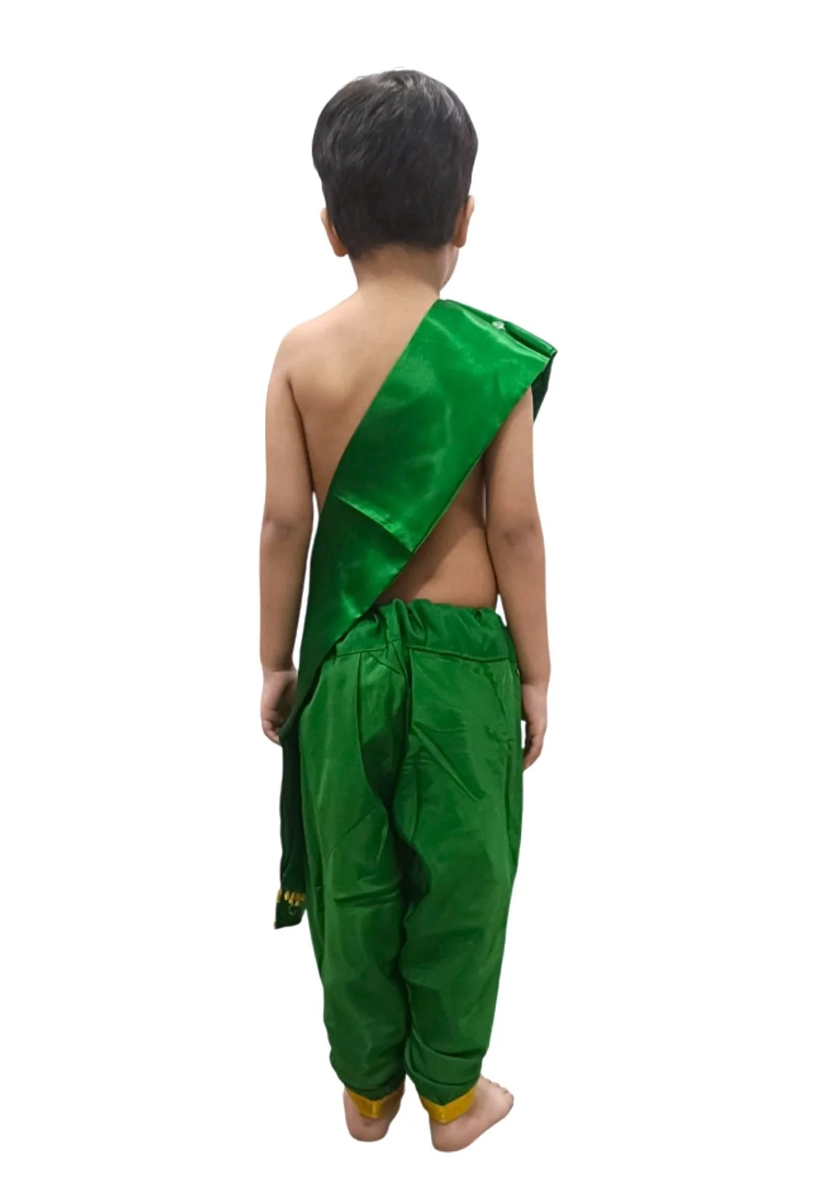 Green Dhoti with Patka Indian Folk Cultural Role Play Dress | Indian Traditional Costume for Boys - Image 3