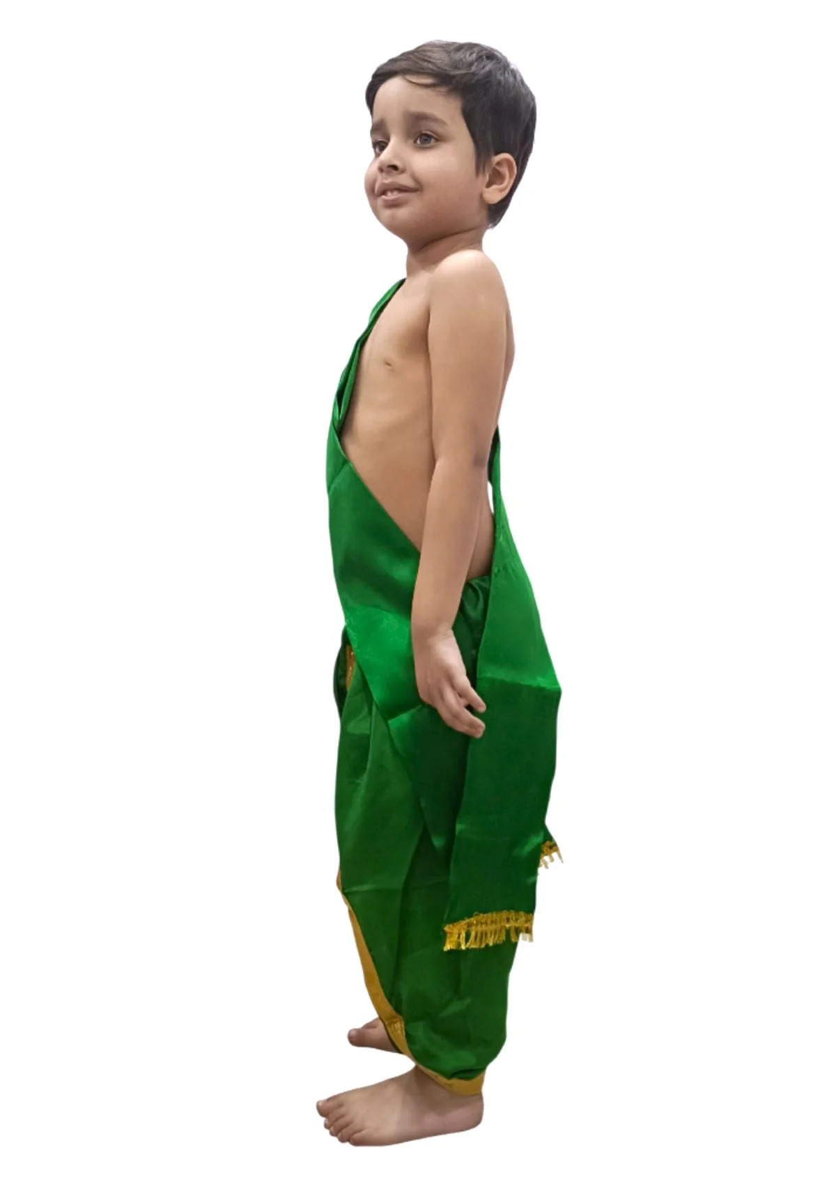 Green Dhoti with Patka Indian Folk Cultural Role Play Dress | Indian Traditional Costume for Boys - Image 4