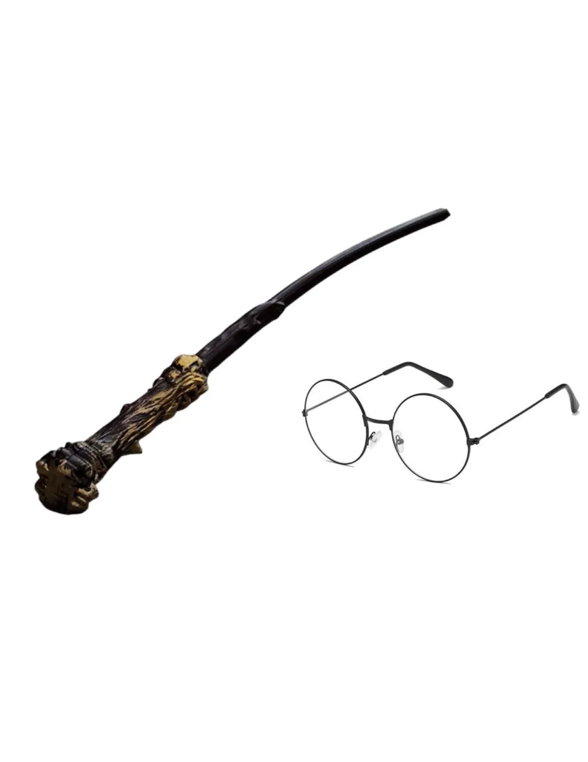 Hary Film Wizard Wand and Round Black Glasses Combo for Kids – Magical Stick with Classic Costume Glasses for Fancy Dress, Cosplay & Wizard-Themed Events - Image 9
