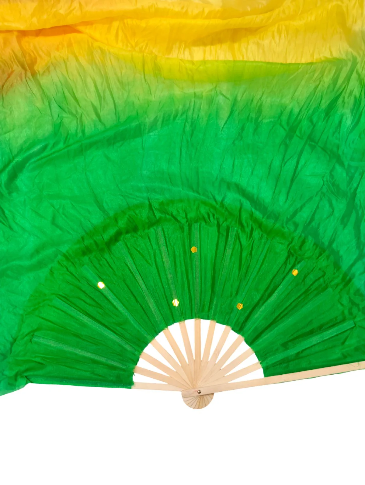 Japanese Silk Belly Dance Fan Veil | Single Bamboo Viel in Multi Shades  with 2 Meter Flowing Cloth Attached to Fan for Great Dance Effect – Rainbow-Themed Group Performances, Annual Day - Image 2