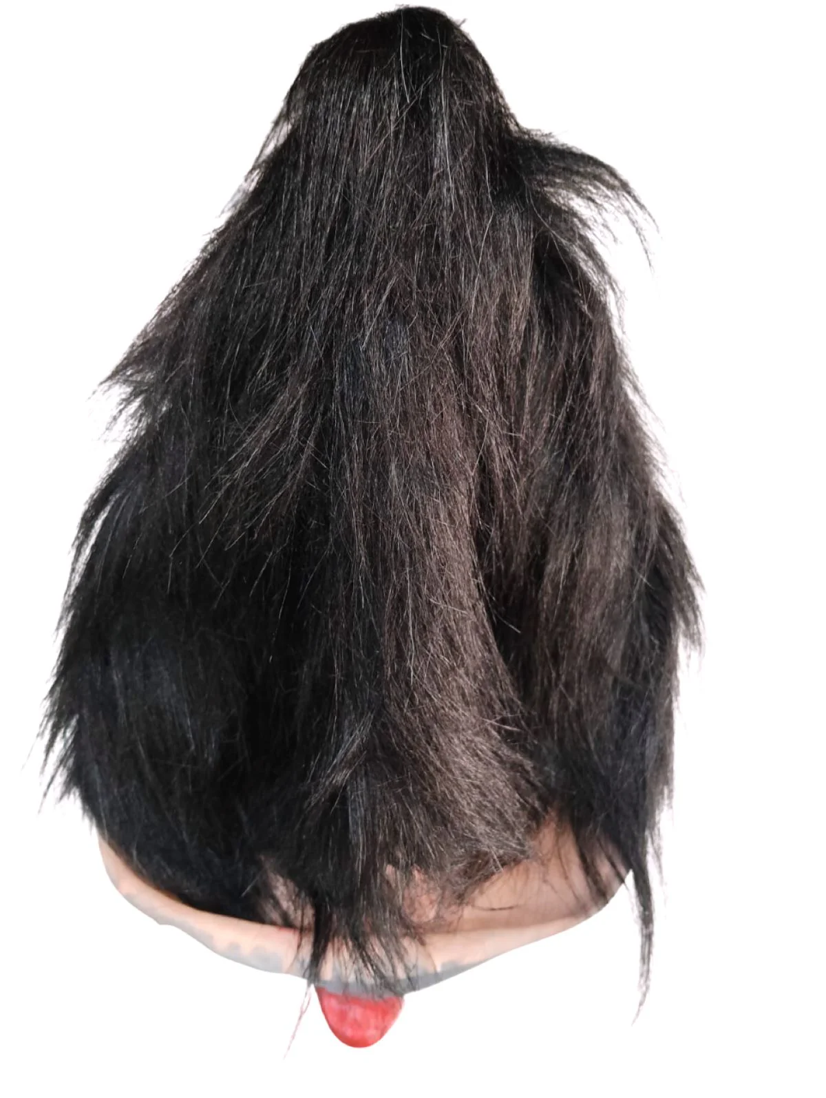 Kali Mata Rubber Mask for Fancy Dress – Grey Color Goddess Face Mask with Attached Hair | Religious Role Play Mask for Kids & Adults | Kali Devi Costume Accessory - Image 4