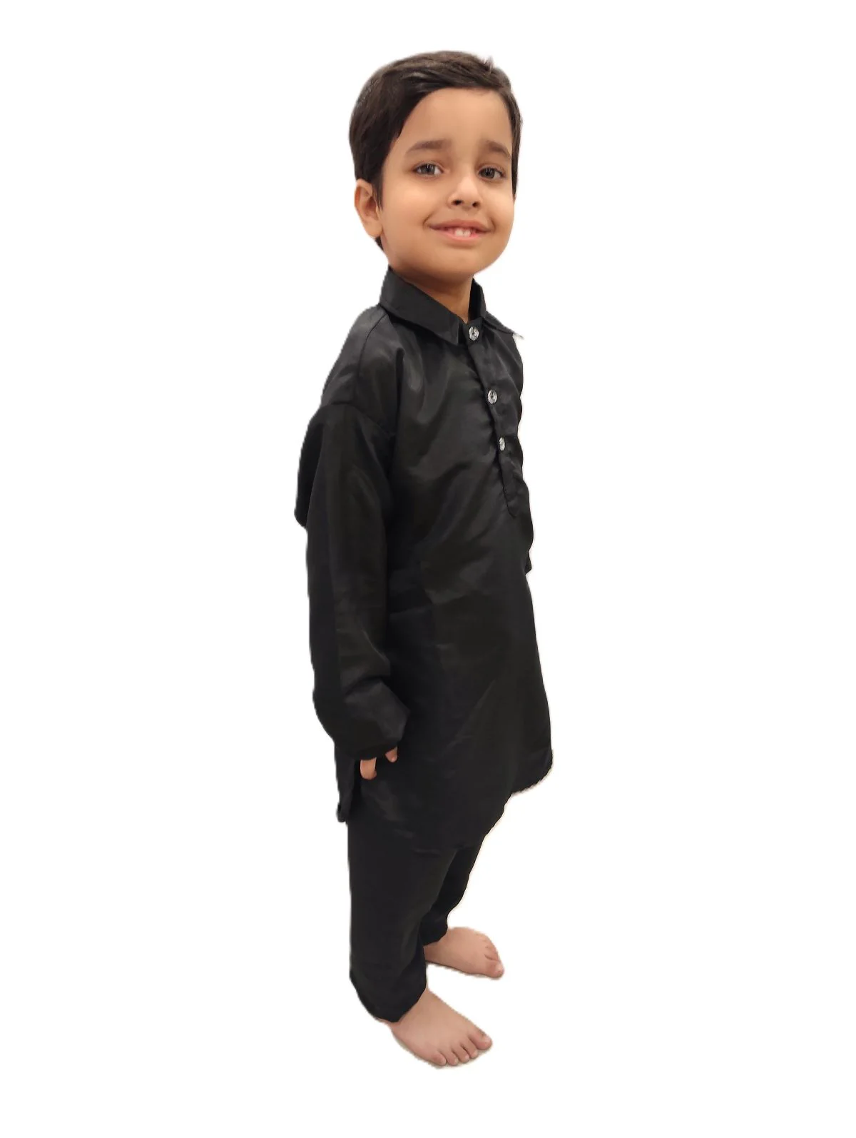 Kashmiri Dress for Boys – Traditional Black Pathani Suit Set | Kashmiri Suit for Kids with Collared Kurta & Pajama | Ethnic Kashmiri Dress for Cultural Events & Fancy Dress - Image 2