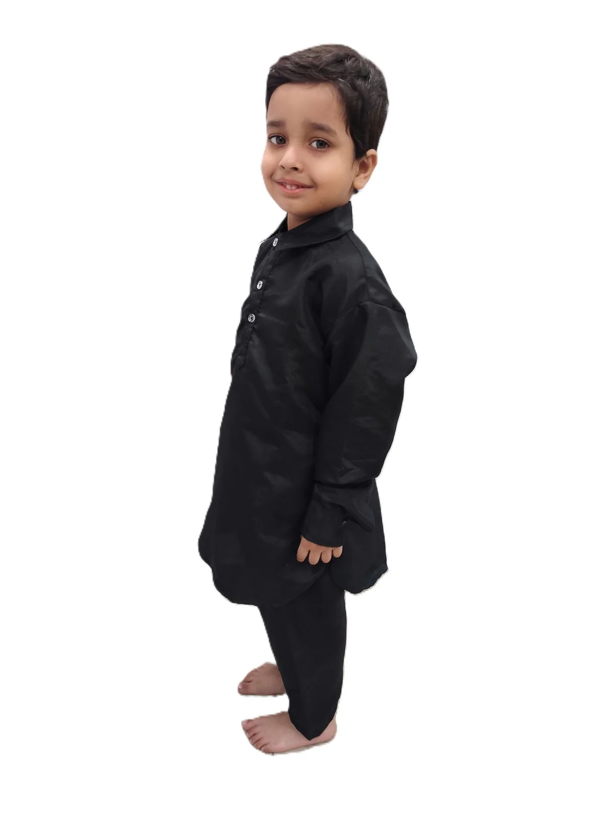 Kashmiri Dress for Boys – Traditional Black Pathani Suit Set | Kashmiri Suit for Kids with Collared Kurta & Pajama | Ethnic Kashmiri Dress for Cultural Events & Fancy Dress - Image 4