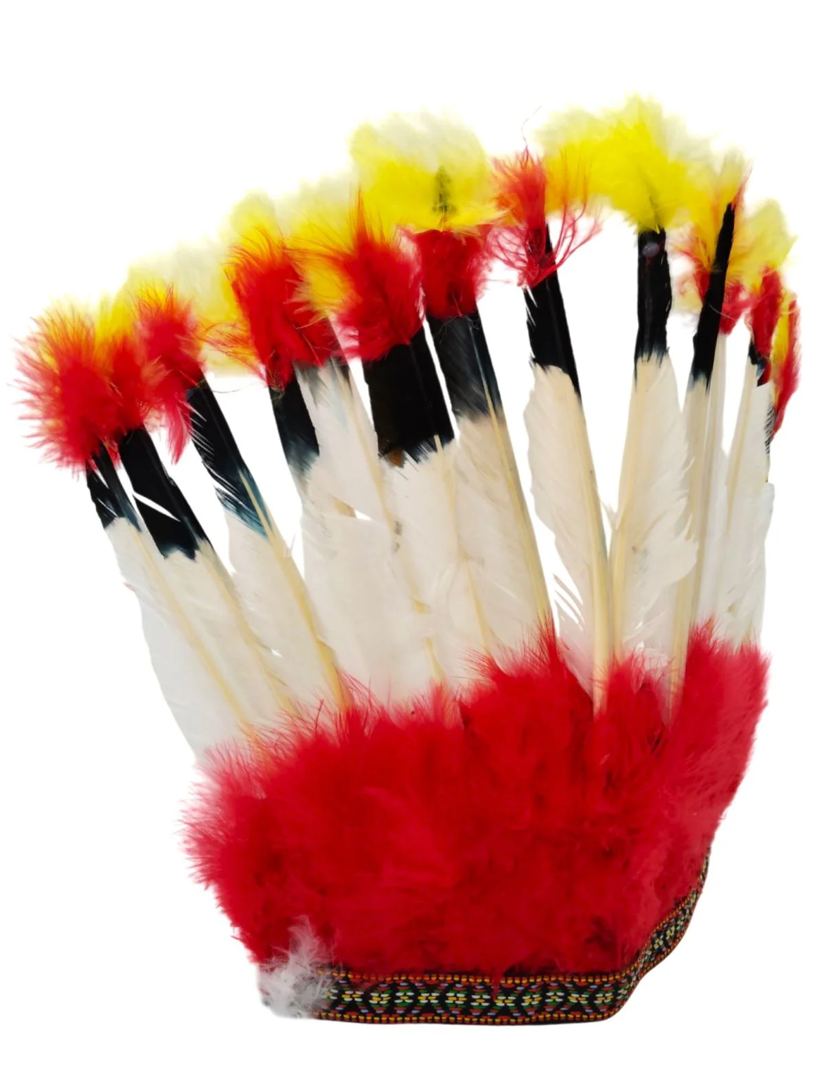 Kids Tribal Fiery Feather Headdress – Red & White Crown with Adjustable Elastic | Fancy Dress Costume Headgear for Tribal Theme & Cultural Events
