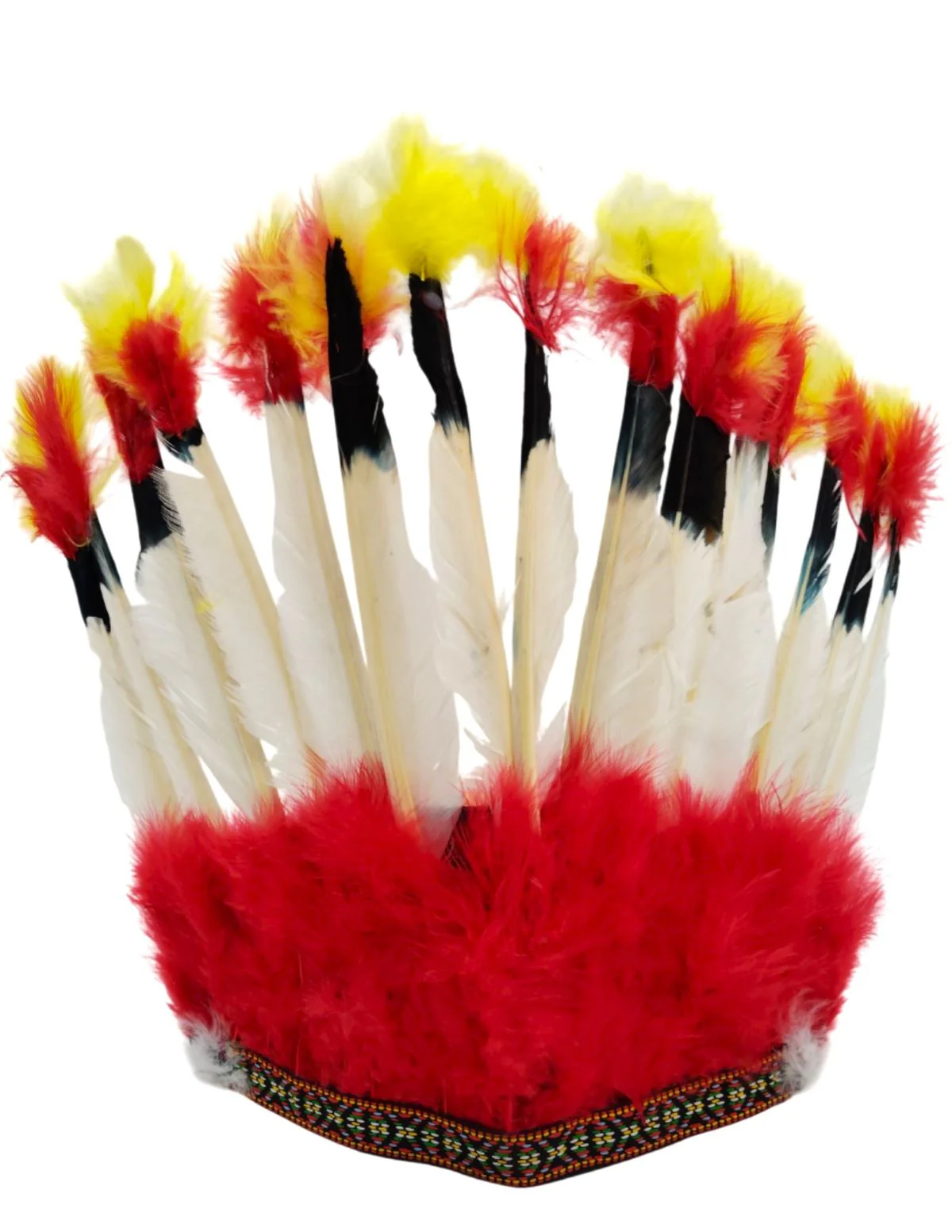 Kids Tribal Fiery Feather Headdress – Red & White Crown with Adjustable Elastic | Fancy Dress Costume Headgear for Tribal Theme & Cultural Events - Image 2