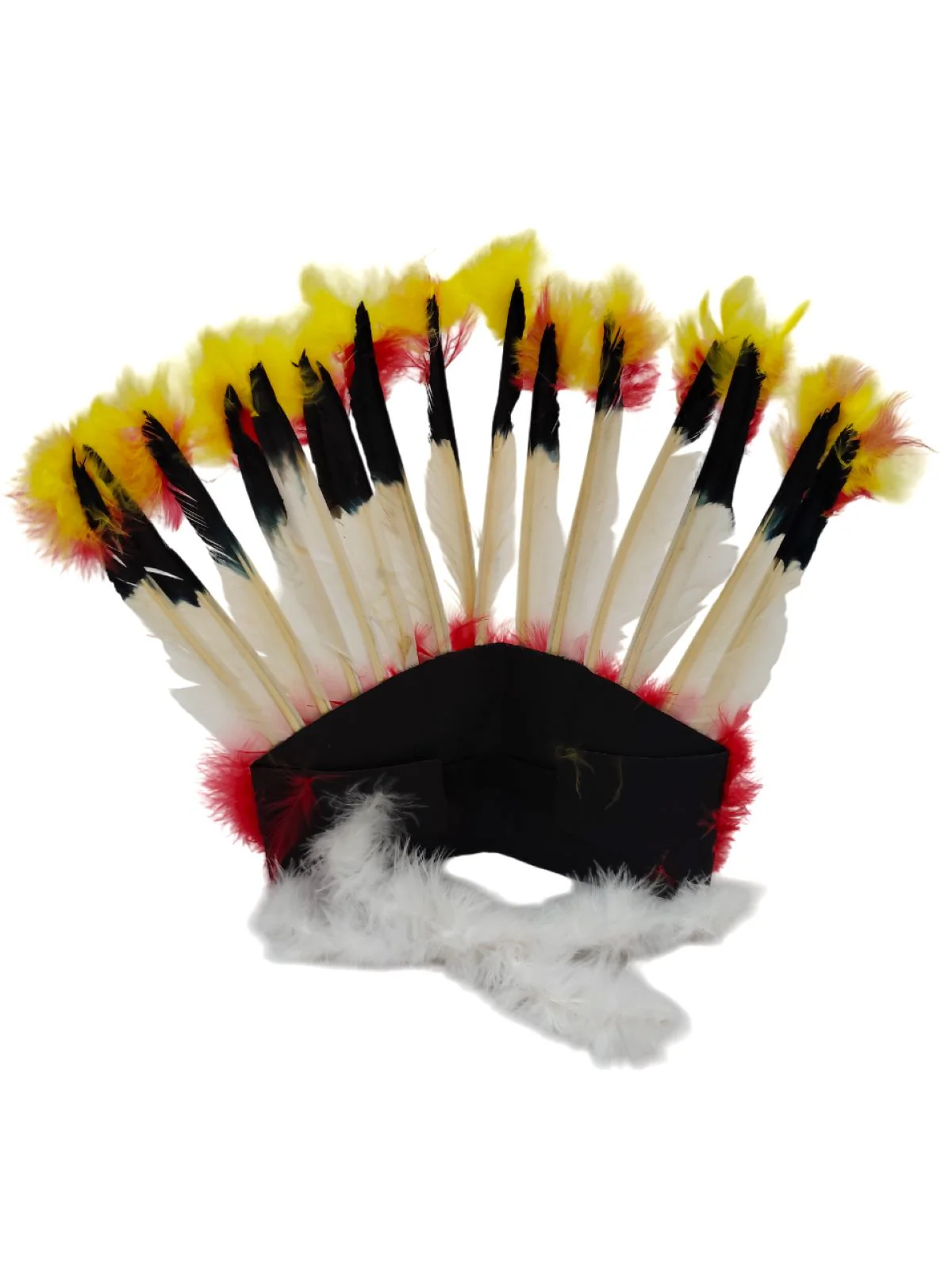 Kids Tribal Fiery Feather Headdress – Red & White Crown with Adjustable Elastic | Fancy Dress Costume Headgear for Tribal Theme & Cultural Events - Image 4
