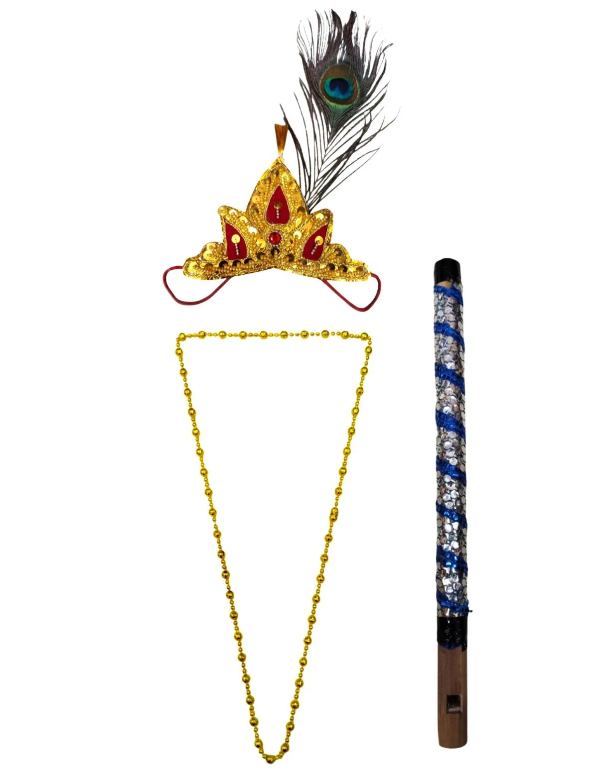 Krishna Accessories Set for Baby Boy – 4 Pc Krishna Dress Set For Kids| Janmashtami Fancy Dress Costume for Kids | 0-6 Years