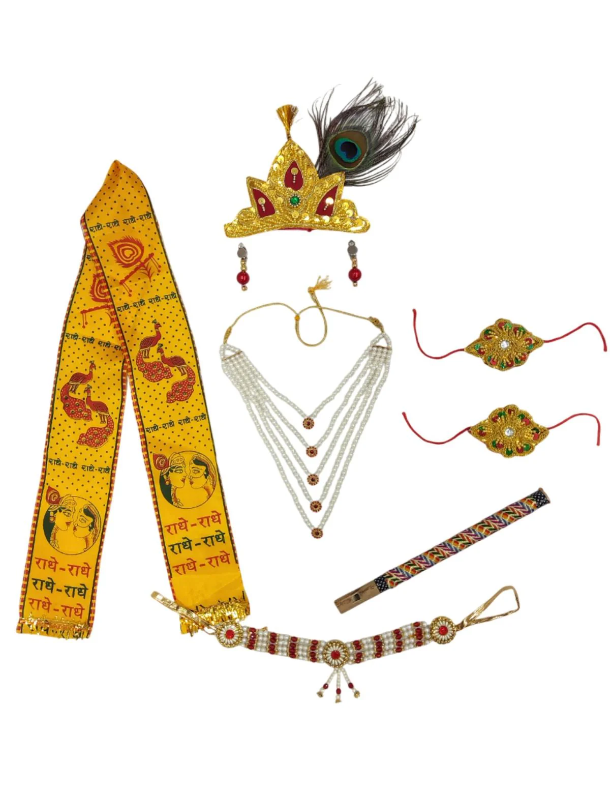 Krishna Jewellery for Kids 8-Pcs Complete | Janmashtami Photoshoot Props | Krishna Dress for Kids | Jewellery Accessory for Krishna Costume for Baby Boy | Dress Accessories – 0-7 Years - Image 3
