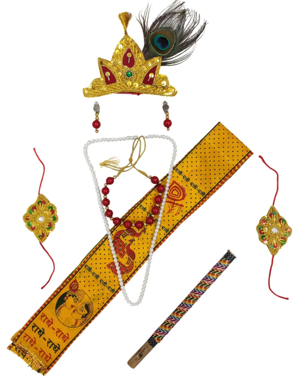 Krishna Jewellery for Kids 8-Pcs Standard | Accessorize Your Krishna Dress for Kids | Jewellery Accessory for Kanha Dress for Baby Boy | Janmashtami dress Accessory – 0-7 Years - Image 2