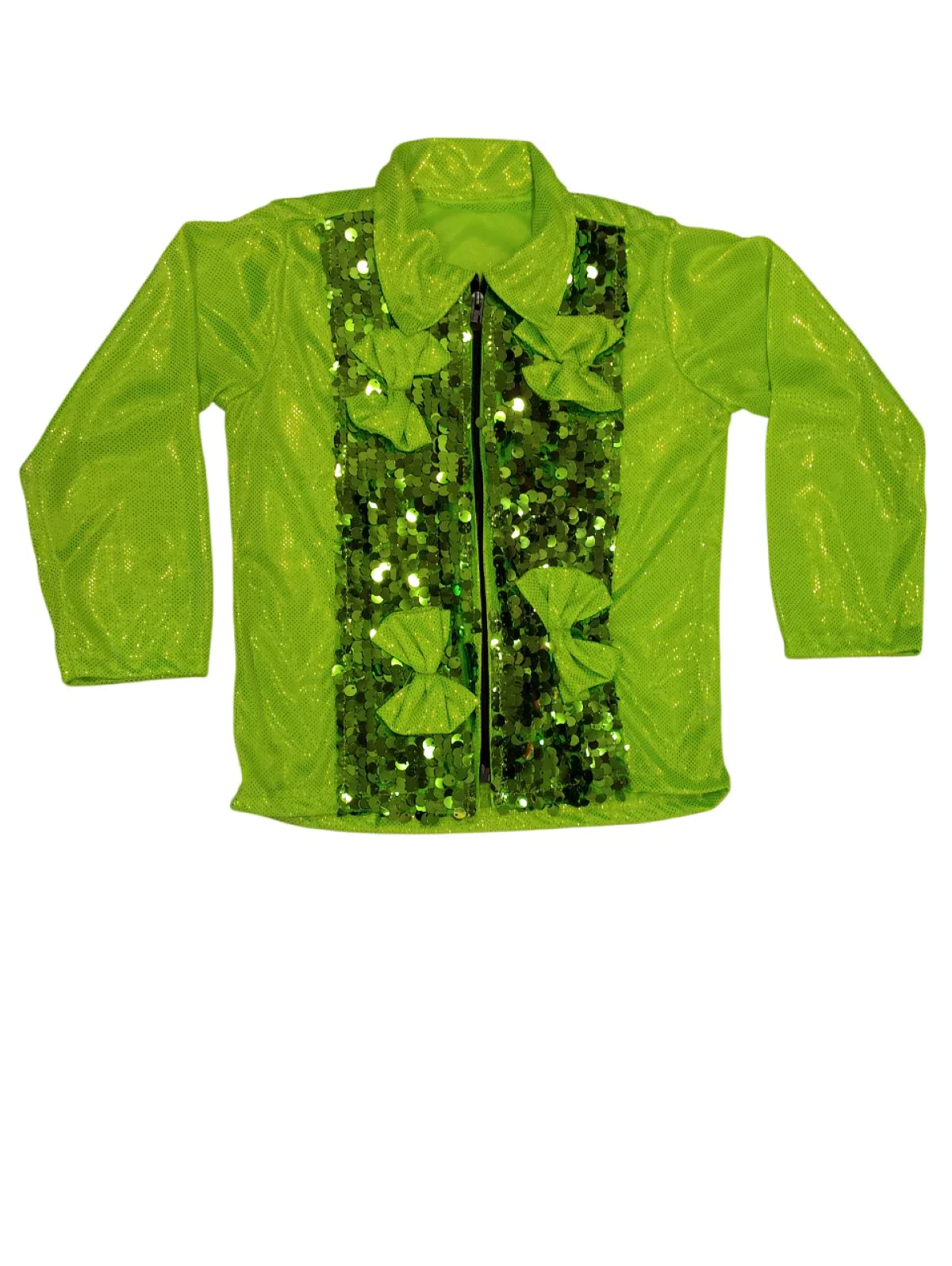 Light Green Western Dance Costume for Boys | Full Sleeves Sequin Collared Shirt with Matching Pants | Nylon & Sequence Dance Costume for Boys | Stylish Fancy Dress for Kids - Image 5