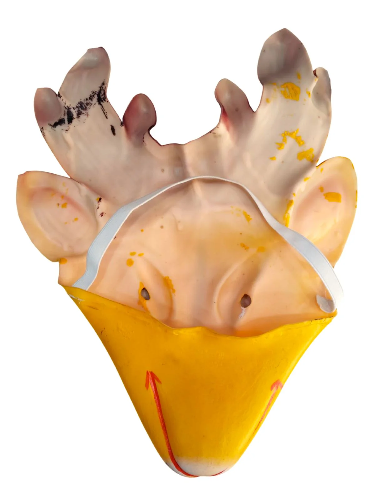 Mrig (Deer) Rubber Mask – Yellow & Brown Hand-Painted Folk Mask with Antlers | Ramayana Character for Festivals, Plays & Decor - Image 5