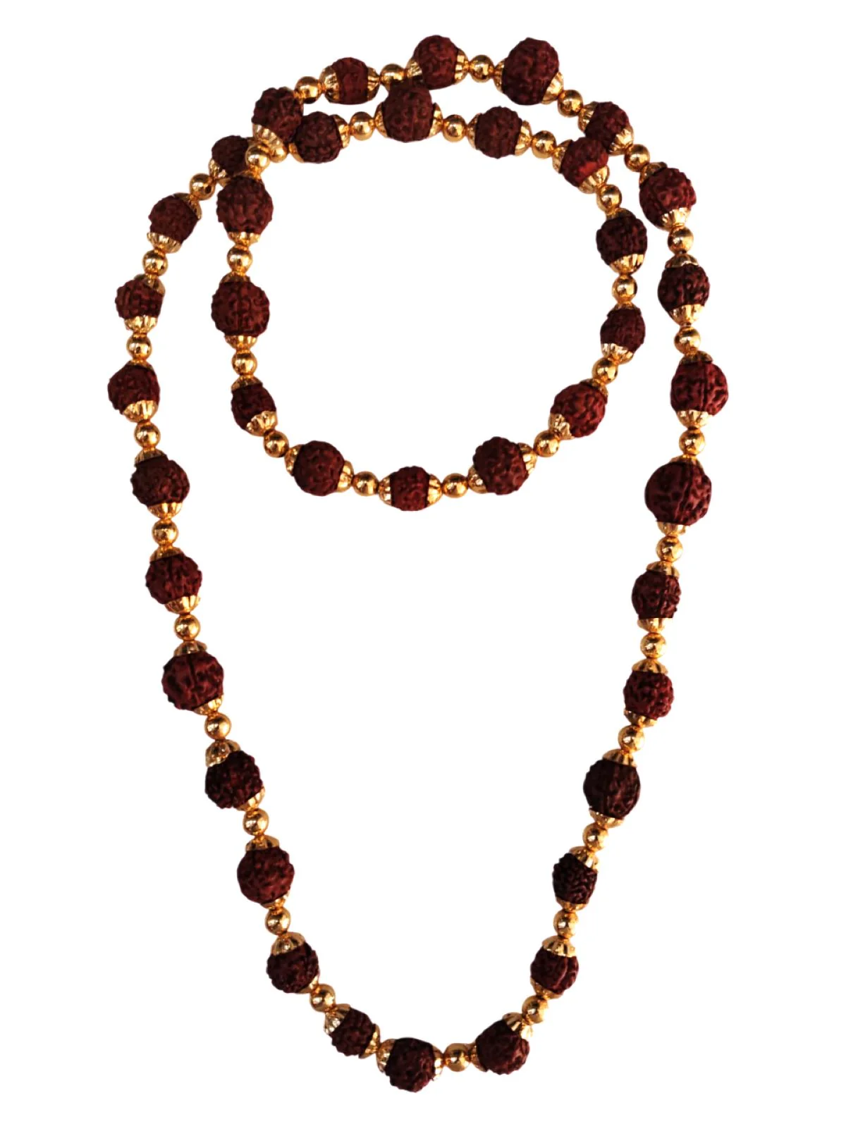 Natural Brown Rudraksh Golden Plated Rudraksha Jewellery Set with Golden Beads – Rudraksha Mala for Ramleela, Festivals & Spiritual Events | Ideal for Kids & Adults - Image 11