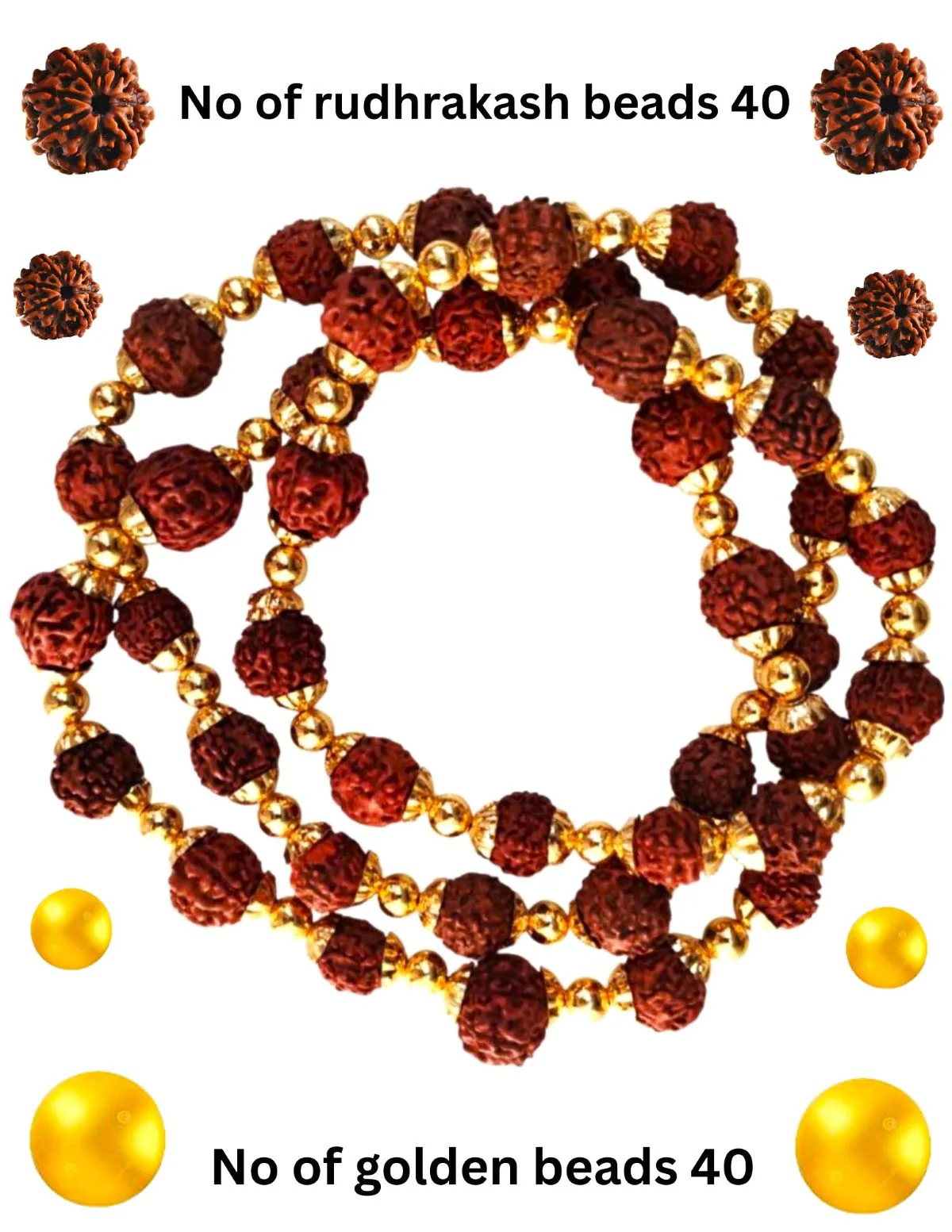 Natural Brown Rudraksh Golden Plated Rudraksha Jewellery Set with Golden Beads – Rudraksha Mala for Ramleela, Festivals & Spiritual Events | Ideal for Kids & Adults - Image 12