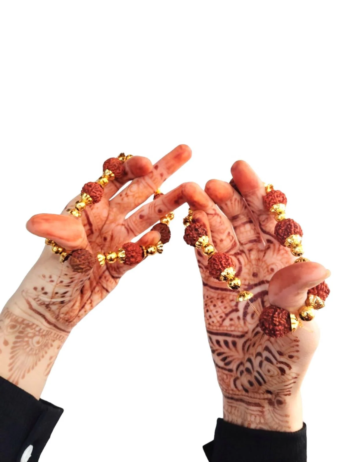 Natural Brown Rudraksh Golden Plated Rudraksha Jewellery Set with Golden Beads – Rudraksha Mala for Ramleela, Festivals & Spiritual Events | Ideal for Kids & Adults - Image 13