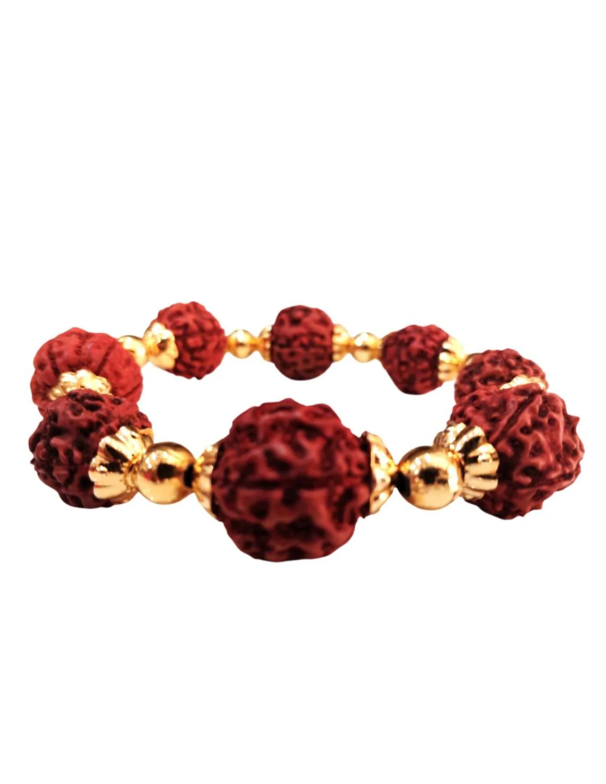 Natural Brown Rudraksh Golden Plated Rudraksha Jewellery Set with Golden Beads – Rudraksha Mala for Ramleela, Festivals & Spiritual Events | Ideal for Kids & Adults - Image 5
