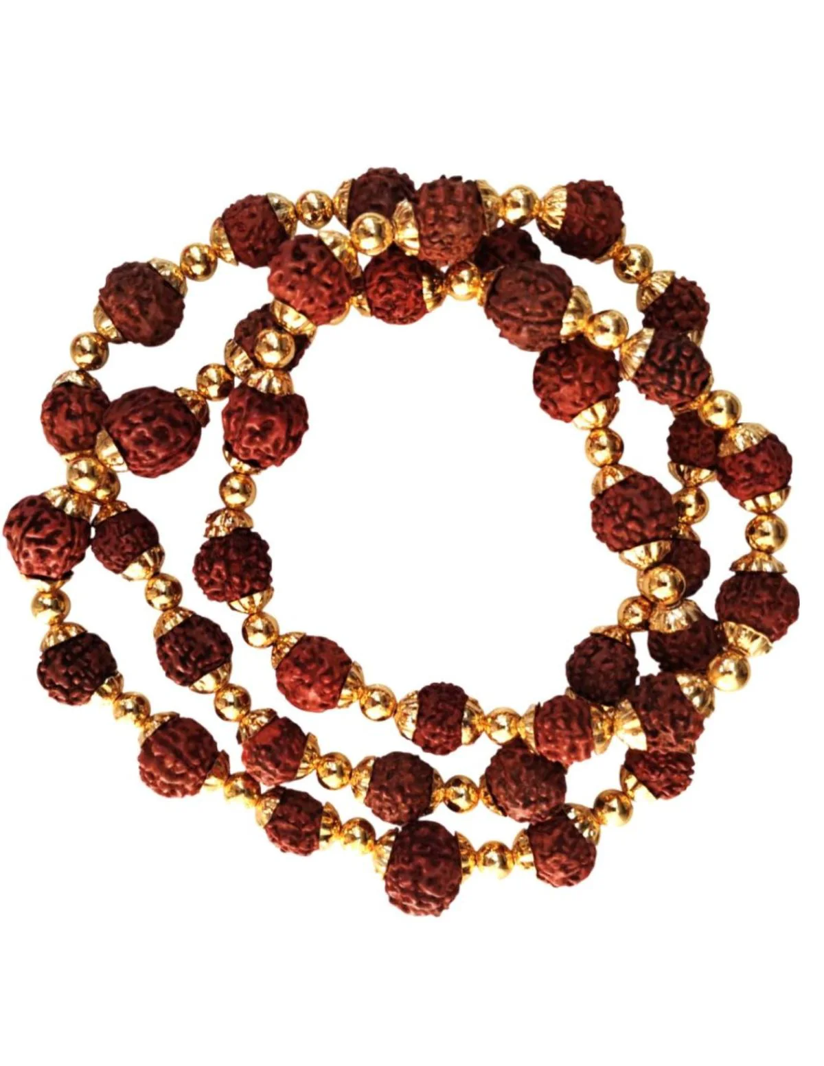 Natural Brown Rudraksh Golden Plated Rudraksha Jewellery Set with Golden Beads – Rudraksha Mala for Ramleela, Festivals & Spiritual Events | Ideal for Kids & Adults - Image 6