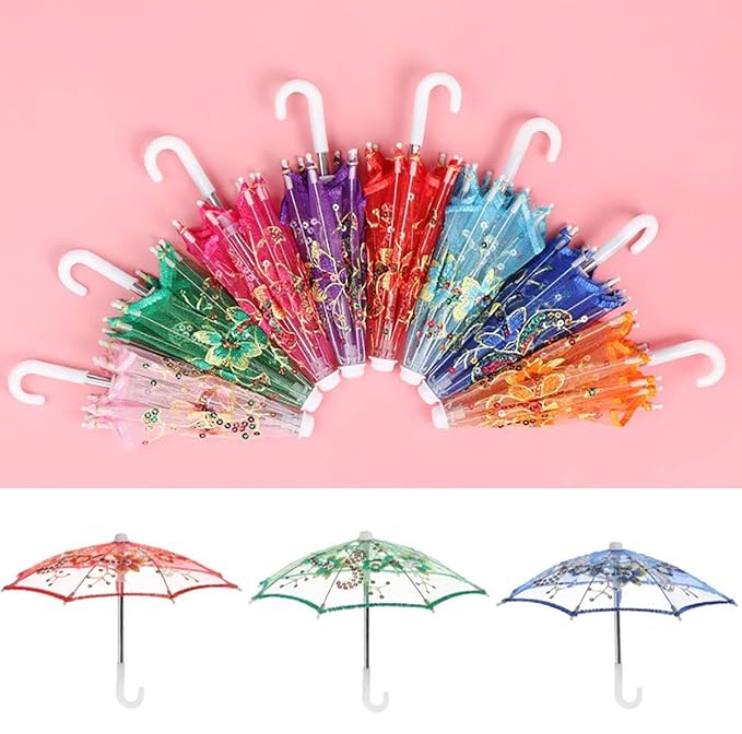 Net Parasol Assorted Umbrella with Embroidery for Kids Costume Accessories for Photoshoots, Decorations & Special Occasions - Image 12