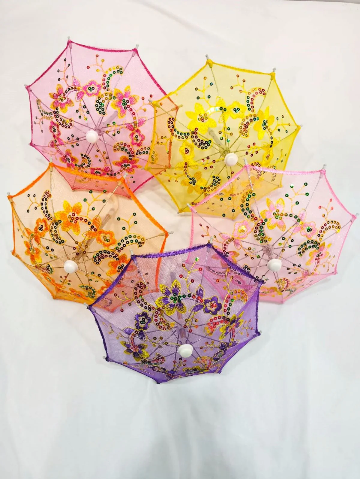 Net Parasol Assorted Umbrella with Embroidery for Kids Costume Accessories for Photoshoots, Decorations & Special Occasions - Image 5