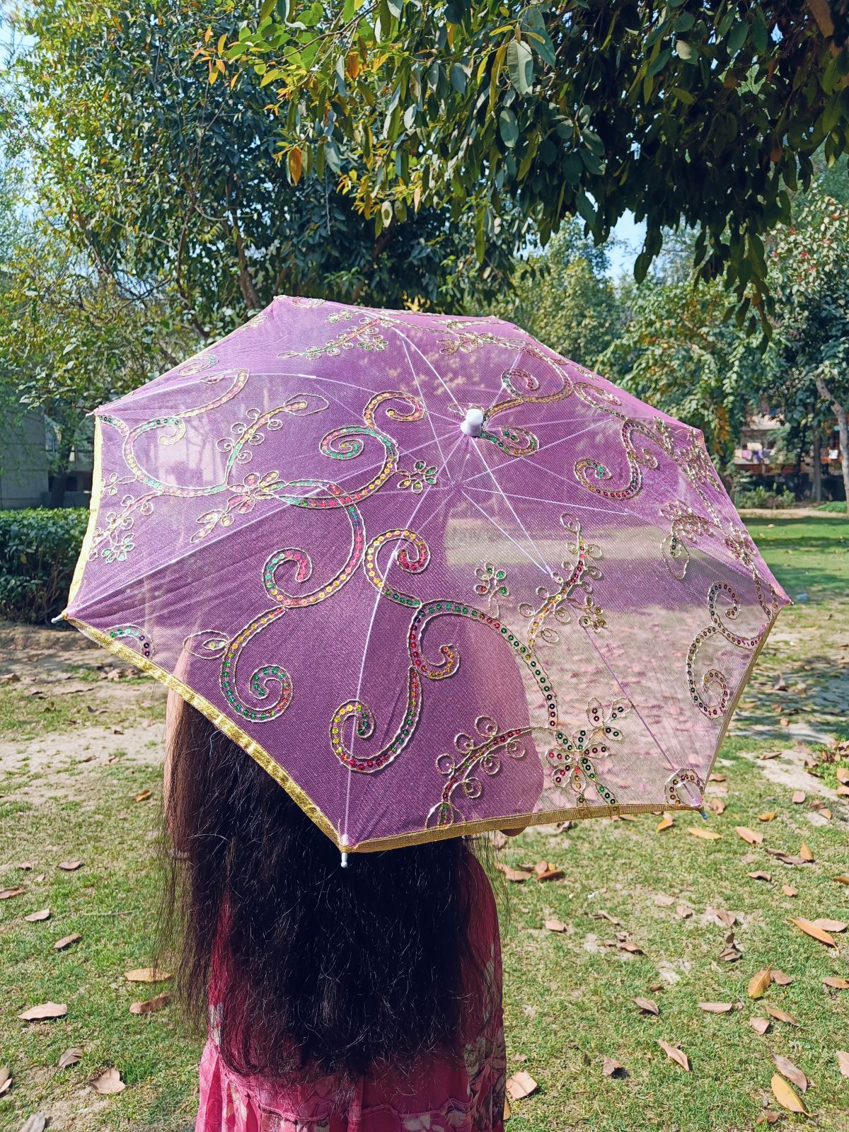 Net Parasol Umbrella with Embroidery – Kids & Adults Costume Accessories for Photoshoots, Decorations & Special Occasions - Image 17