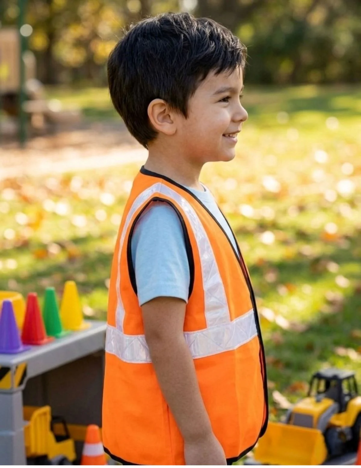 Orange Reflective Safety Jacket for Kids | Labor Day Dress Costume | Worker Uniform Vest | Bike Safety Jacket | School Fancy Dress Costume - Image 2