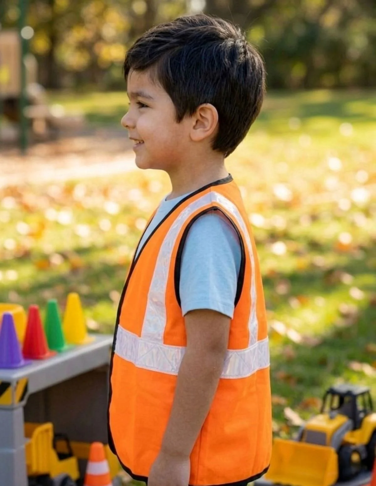 Orange Reflective Safety Jacket for Kids | Labor Day Dress Costume | Worker Uniform Vest | Bike Safety Jacket | School Fancy Dress Costume - Image 4