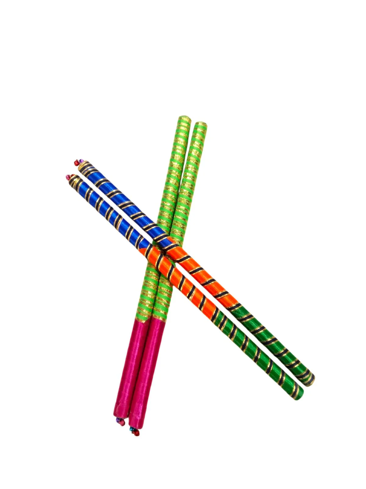 Pack of 2 Designer Multicolor Dandiya Sticks for Navratri Garba  Premium Accessory for Kids & Adults - Image 2